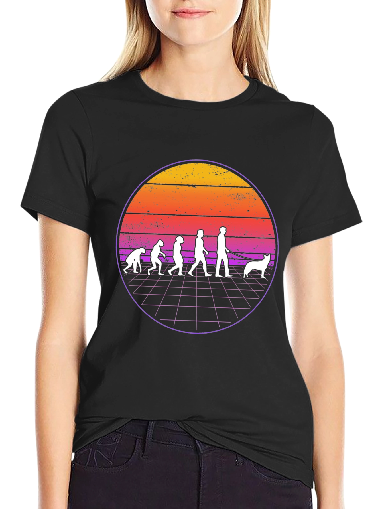 Black Evolution to Dog Walker Black Graphic Tee view 2