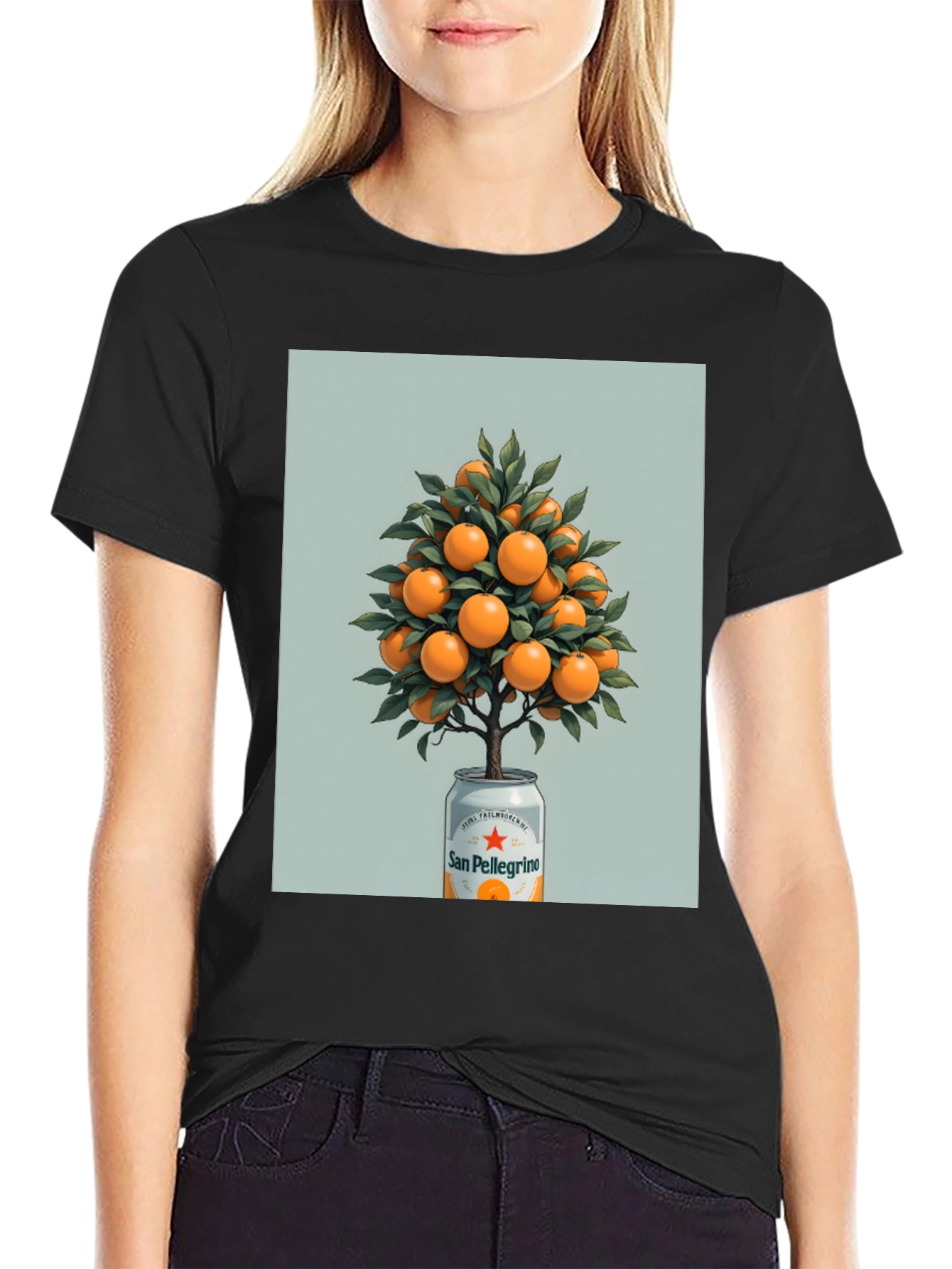 Black San Pellegrino Orange Tree Graphic Tee view 2
