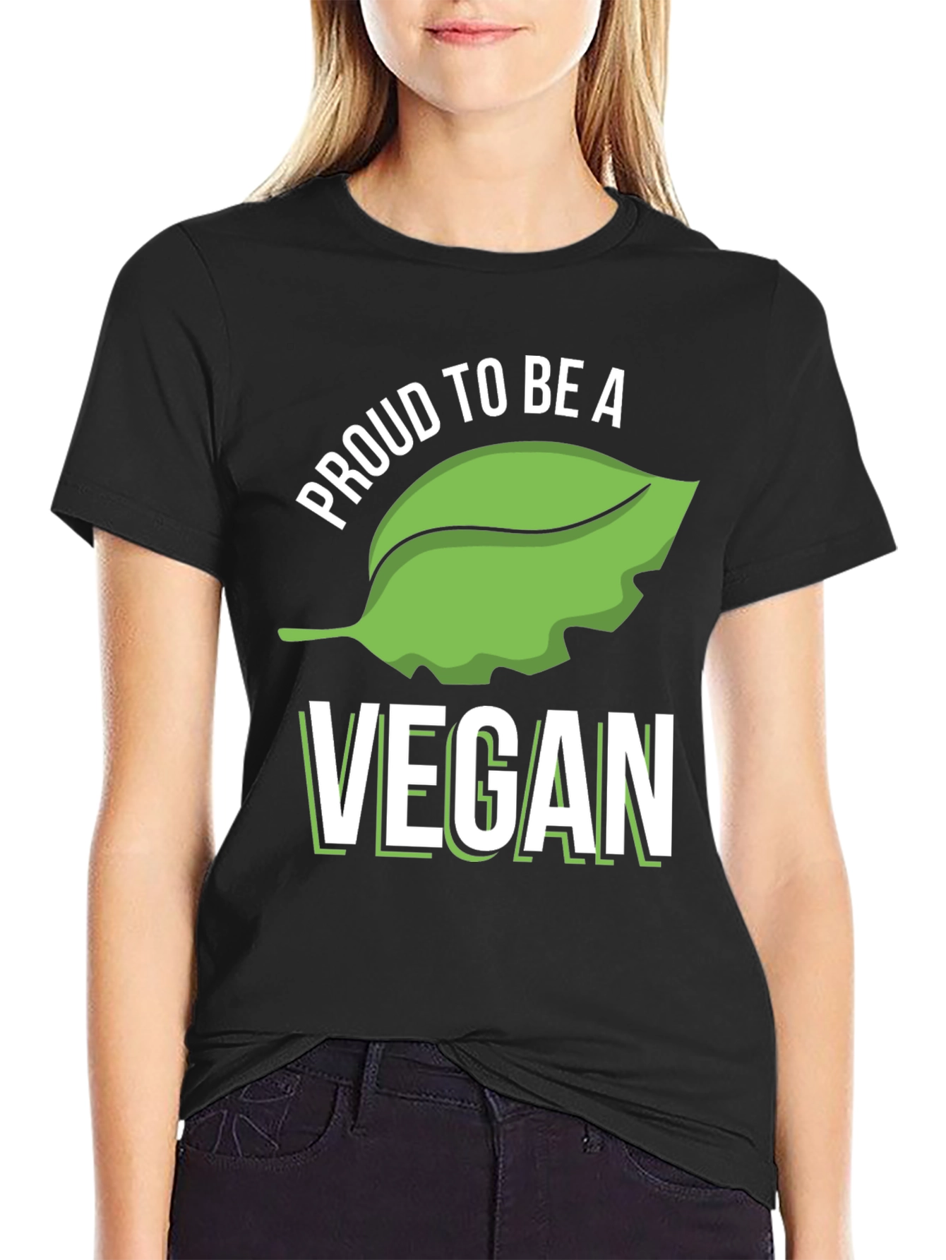 Black Proud Vegan T-Shirt - Black Cotton Blend view 2
