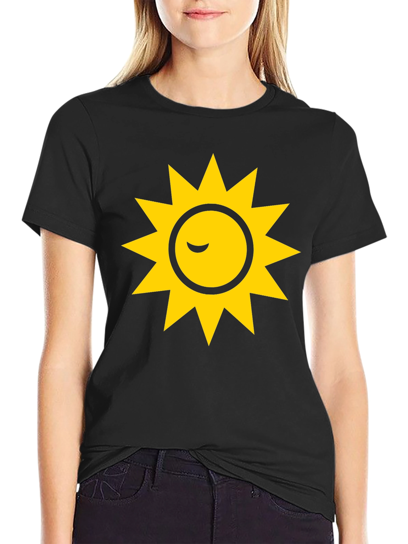 Black Sleepy Sun Graphic Black T-Shirt view 2