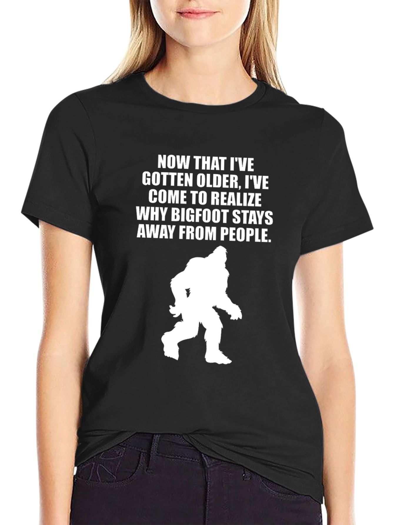 Black Bigfoot Humor Graphic Tee - Now That I've Gotten Older view 2