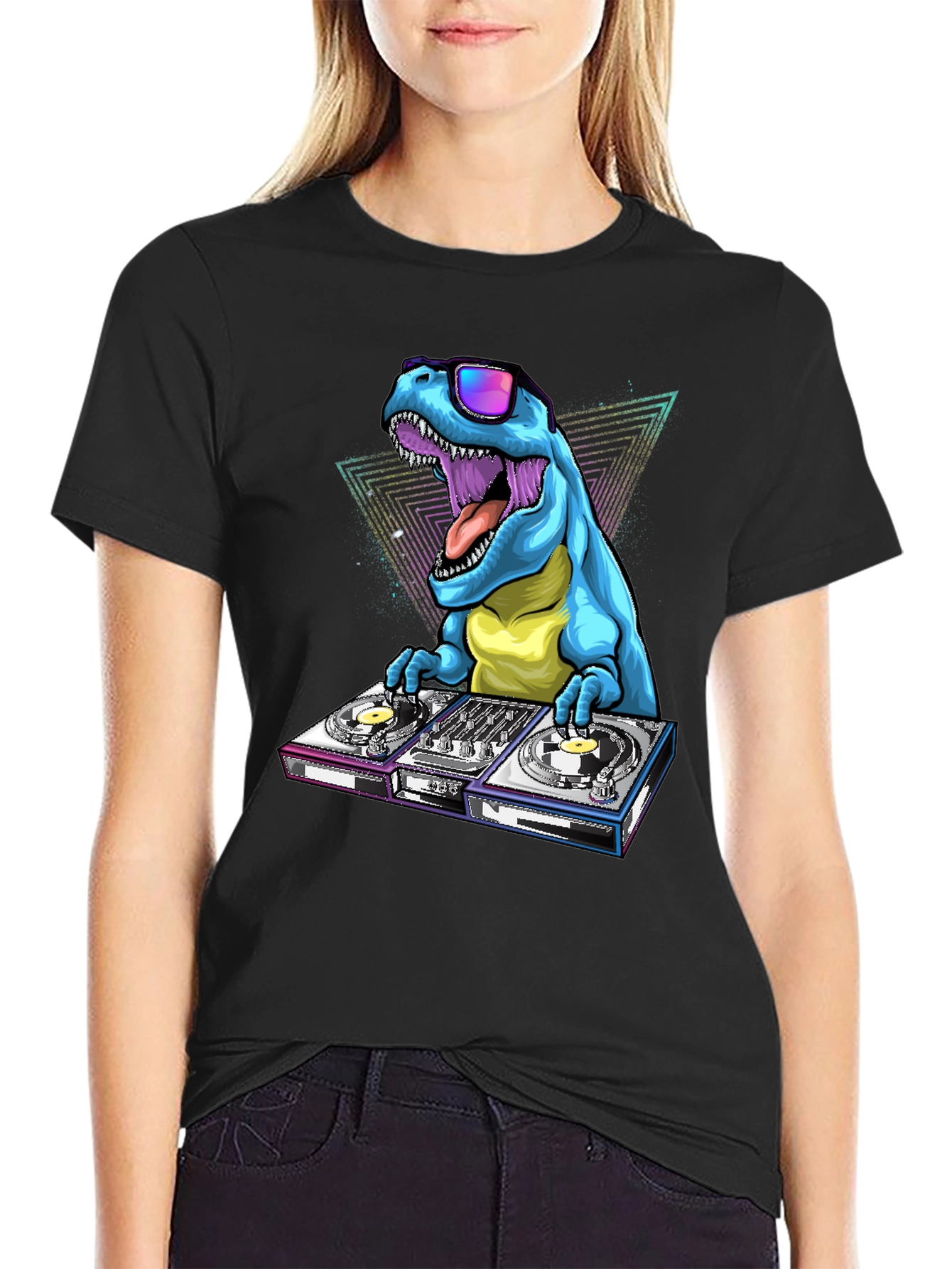 Black DJ Dinosaur Graphic Tee view 2