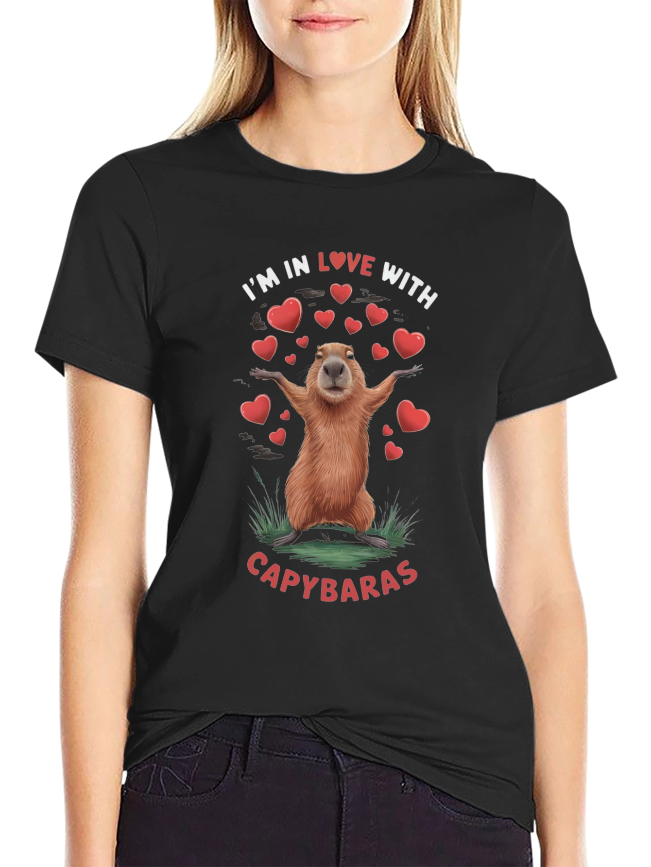 Black I Love Capybaras T-Shirt view 2