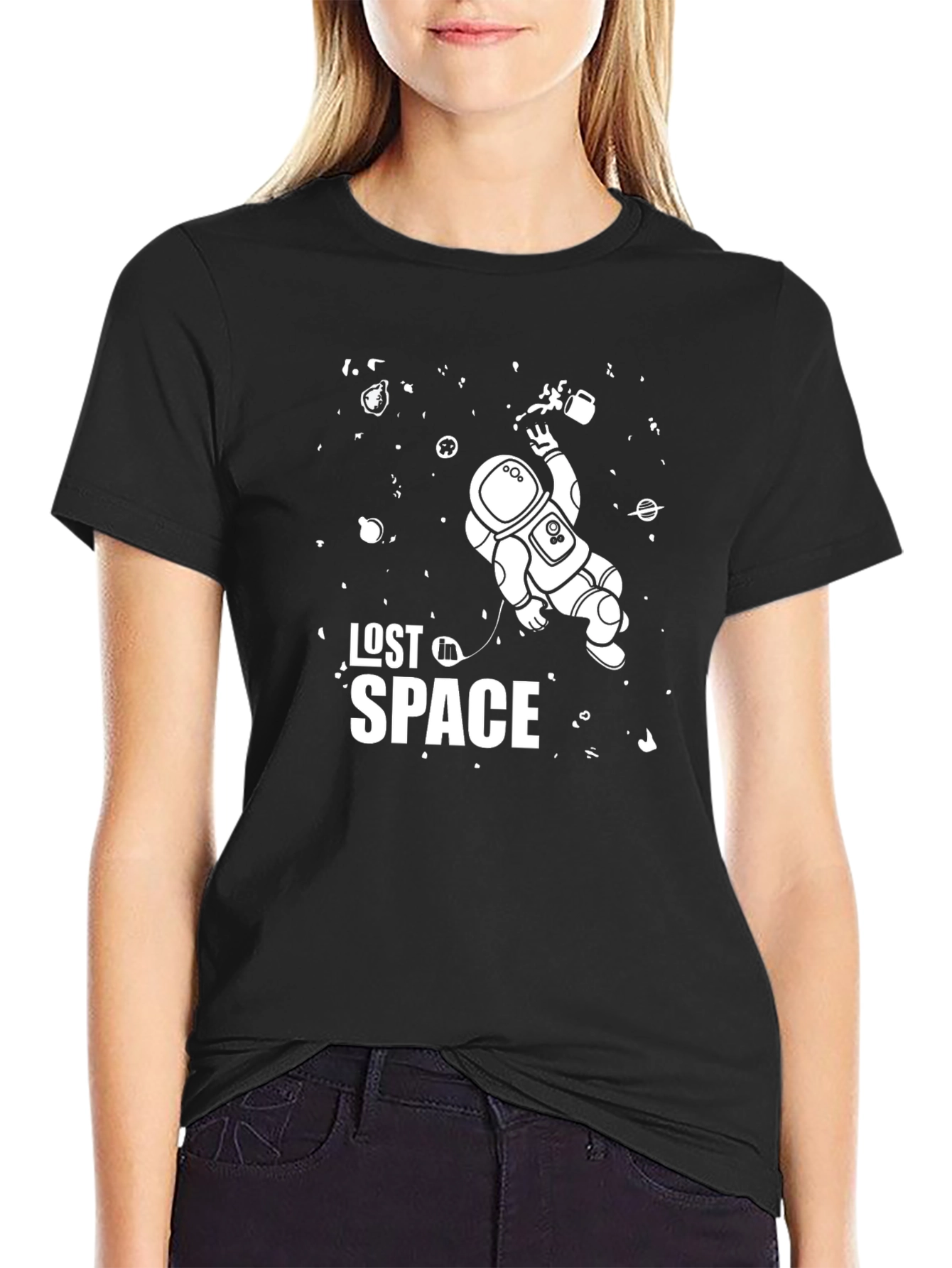Black Lost in Space Astronaut Graphic Tee view 2