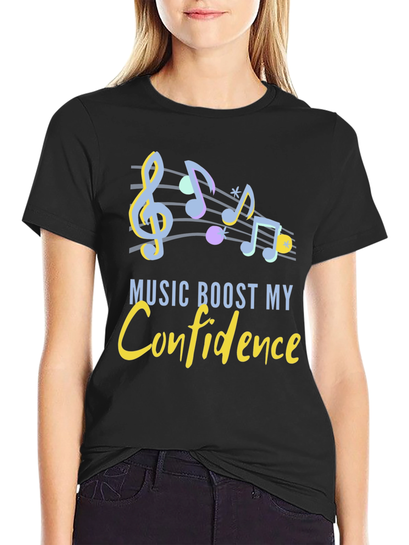 Black Music Boosts Confidence Graphic T-Shirt view 2