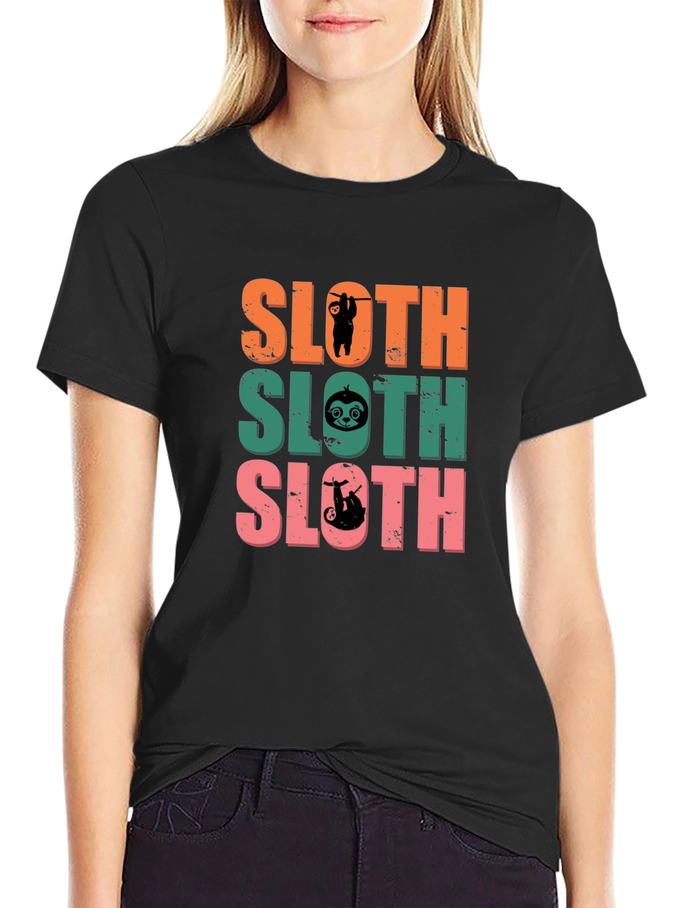 Black Sloth Graphic Print Tee - Fun & Quirky view 2
