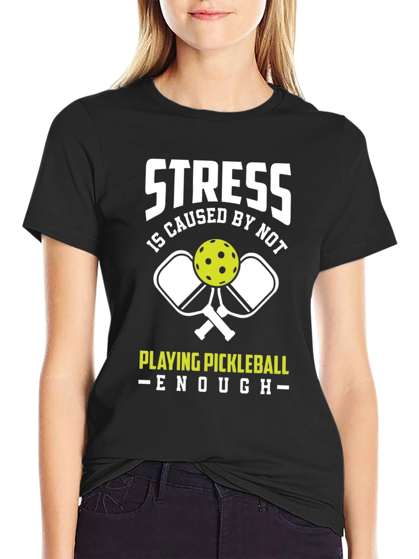 Black Funny Pickleball T-Shirt - Stress Relief Tee view 2