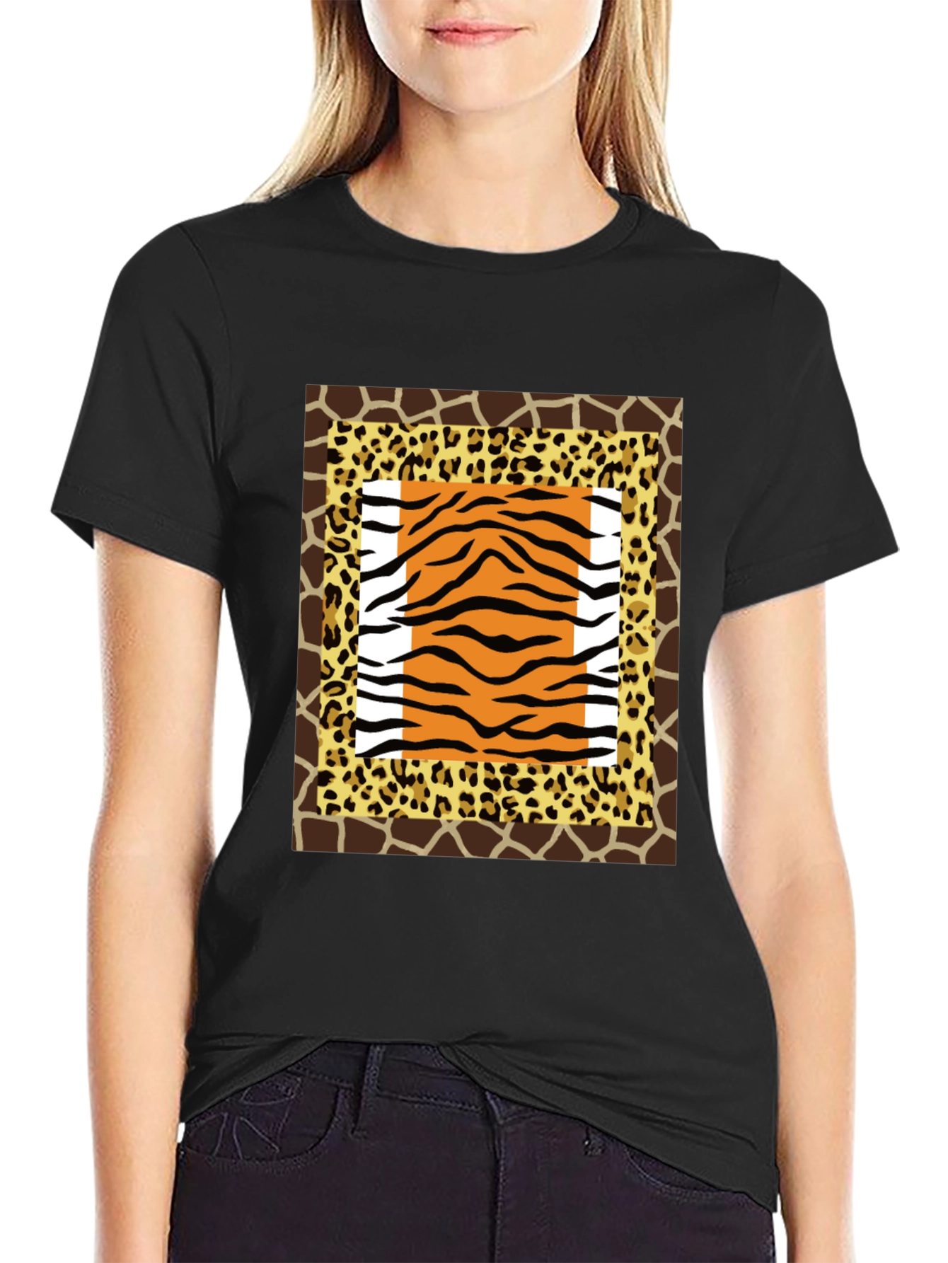 Black Animal Print Graphic Tee - Bold Style view 2