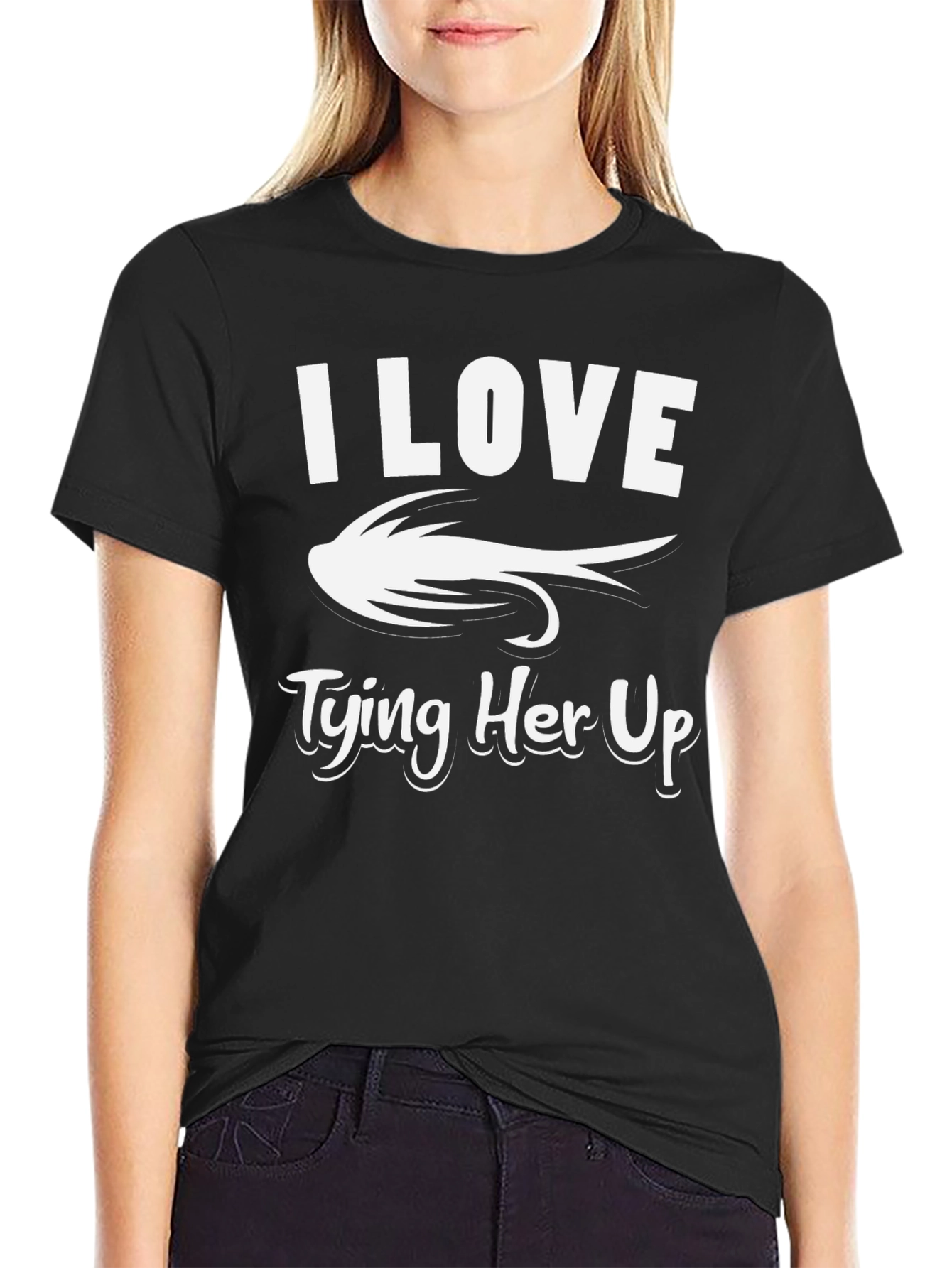 Black I Love Tying Her Up Fishing T-Shirt view 2