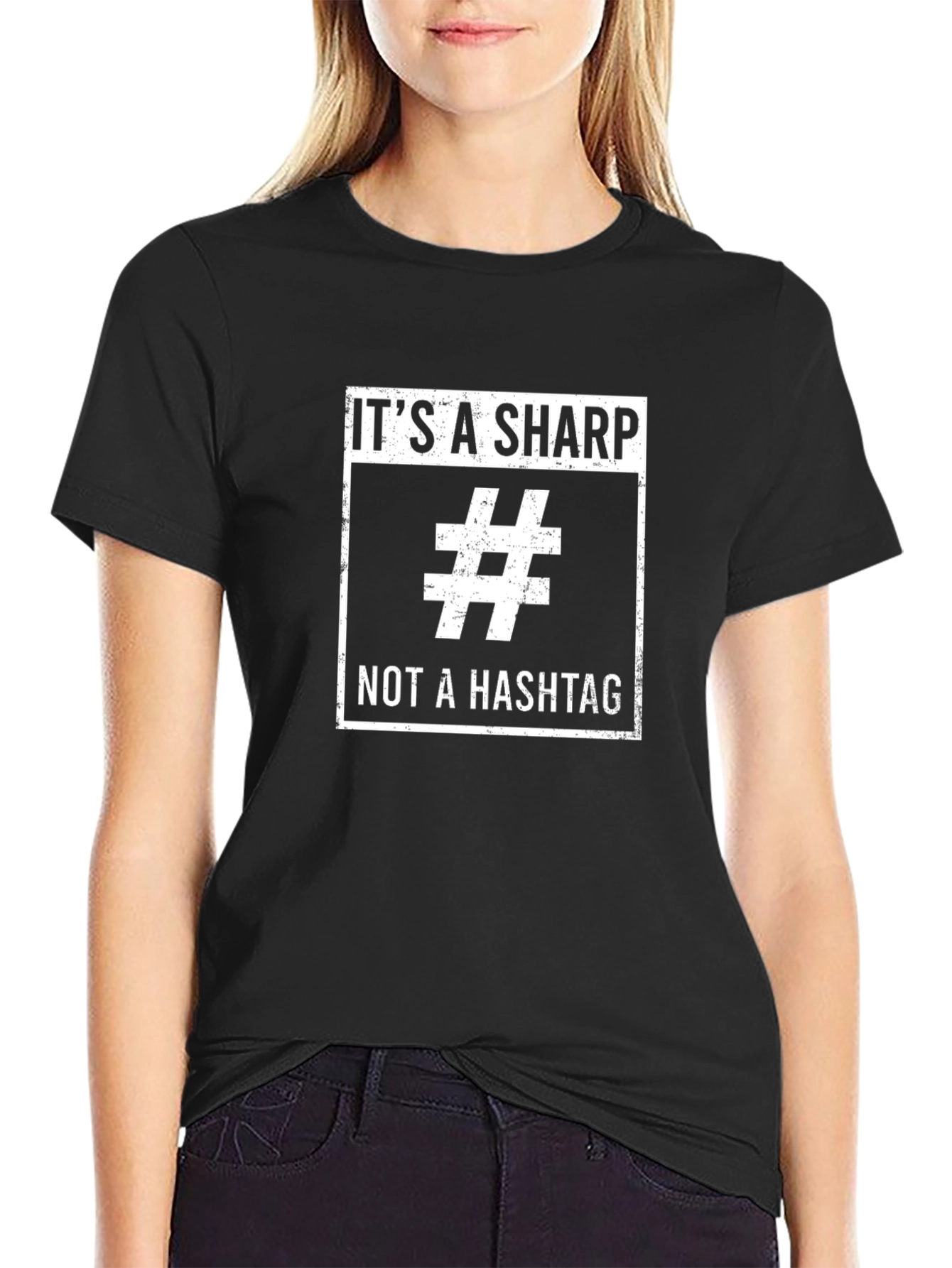 Black Sharp Not Hashtag Graphic Tee view 2