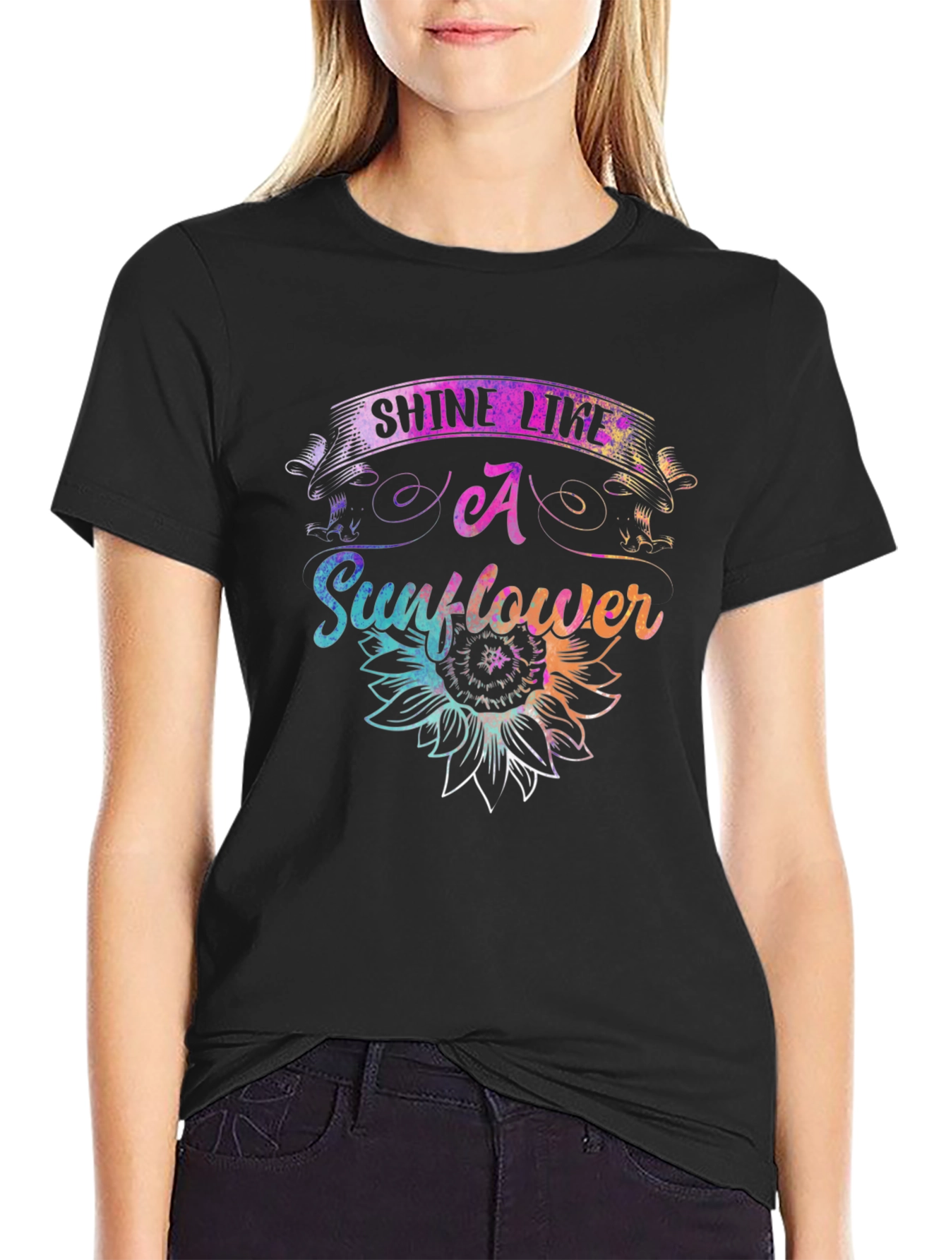 Black Shine Like A Sunflower Graphic T-Shirt view 2