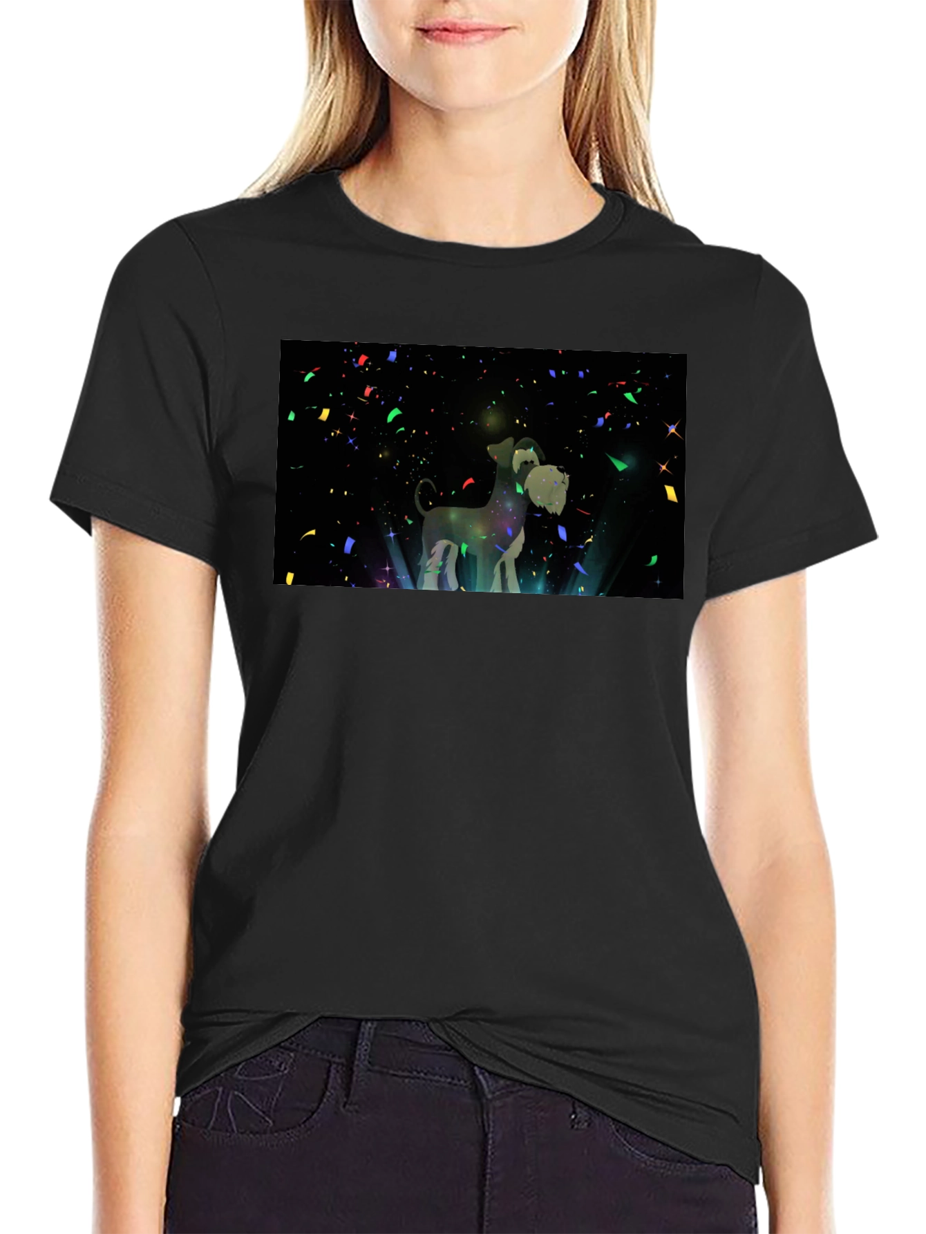 Black Dog Lover's Starry Night T-Shirt view 2