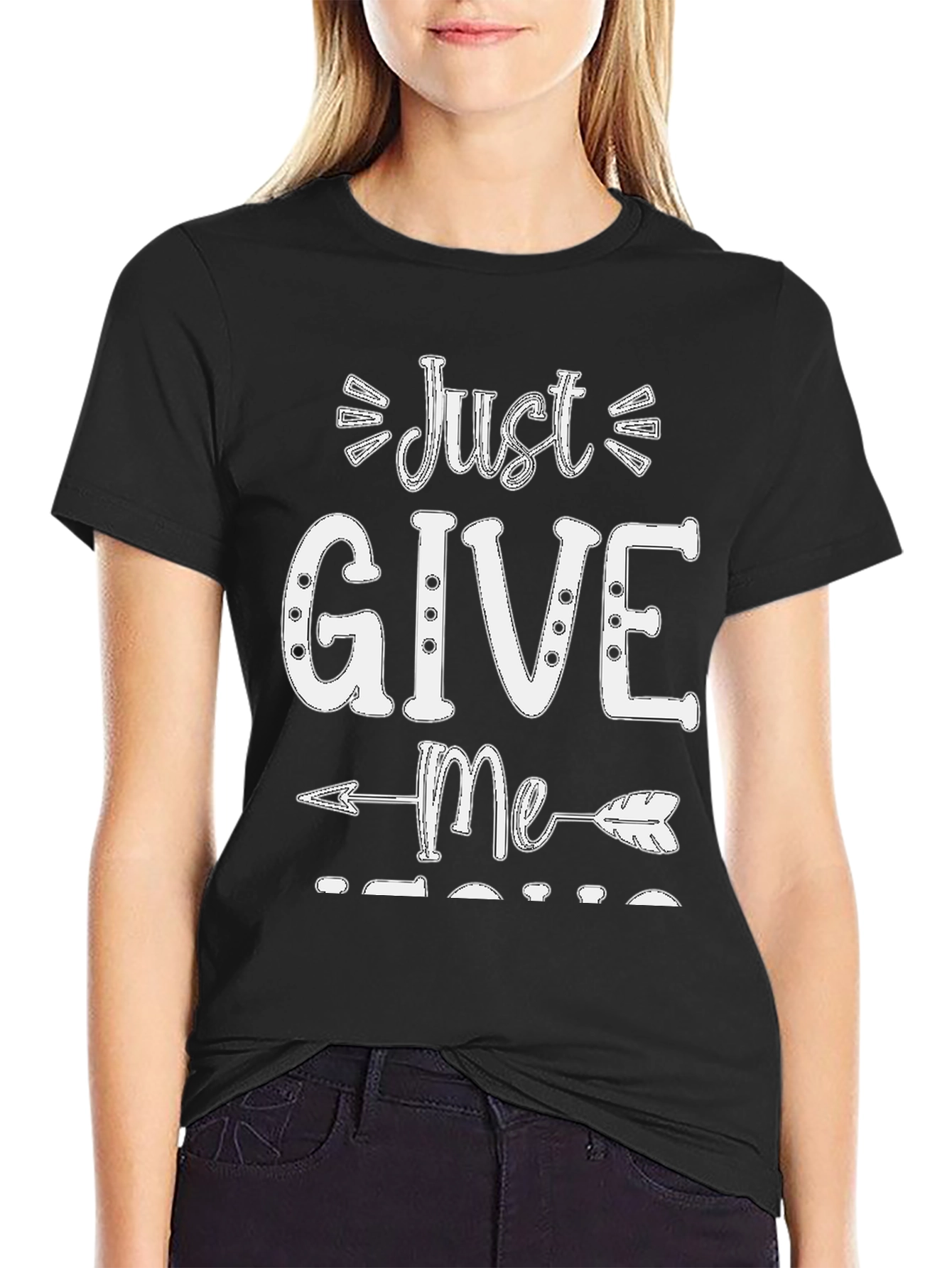 Black Just Give Me Coffee T-Shirt - Trendy Casual Tee view 2