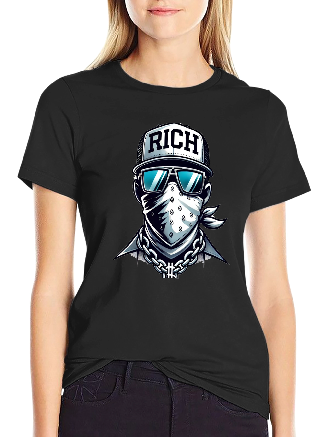 Black Rich Graphic T-Shirt - Urban Streetwear Style view 2