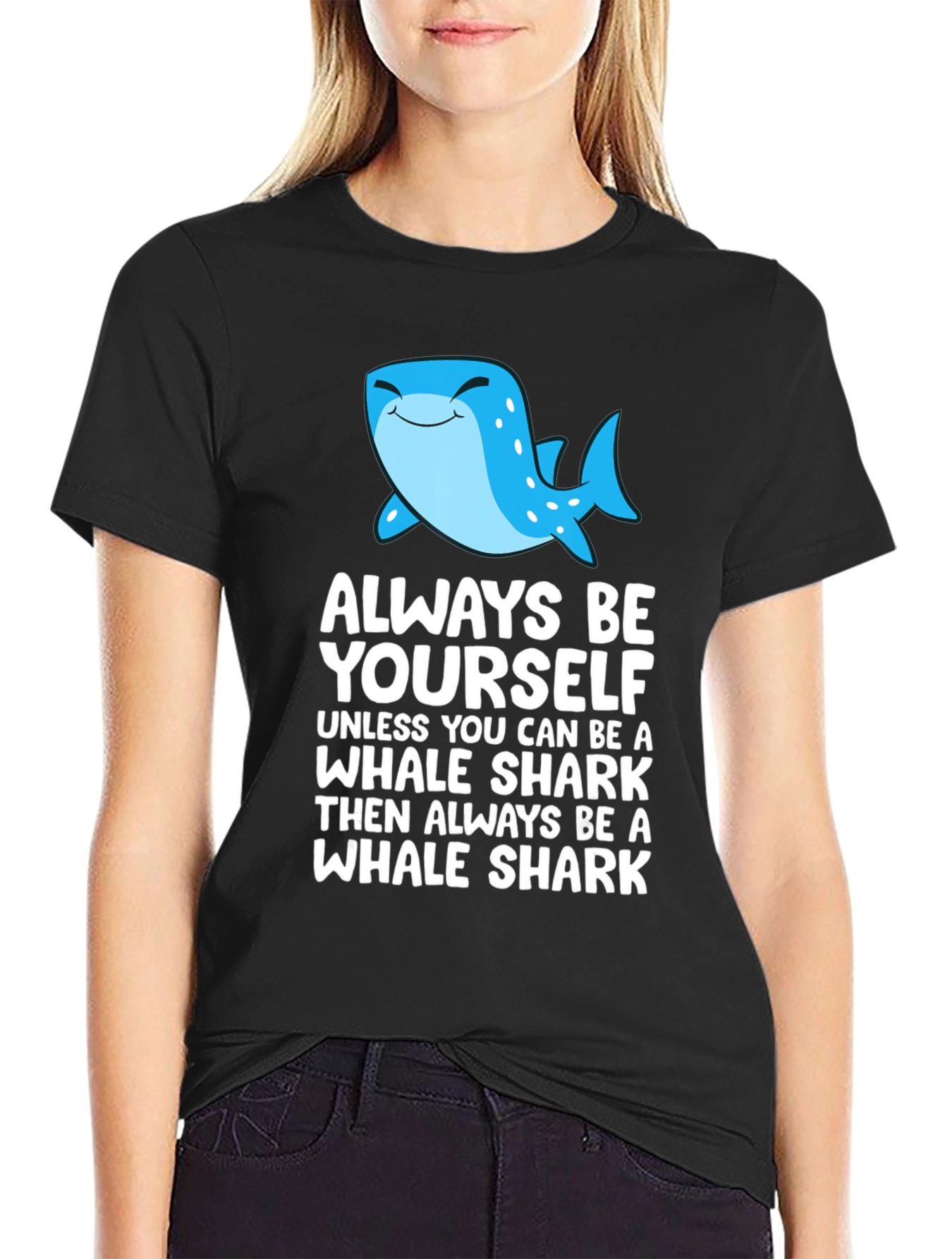 Black Whale Shark Graphic T-Shirt - Always Be Yourself Tee view 2