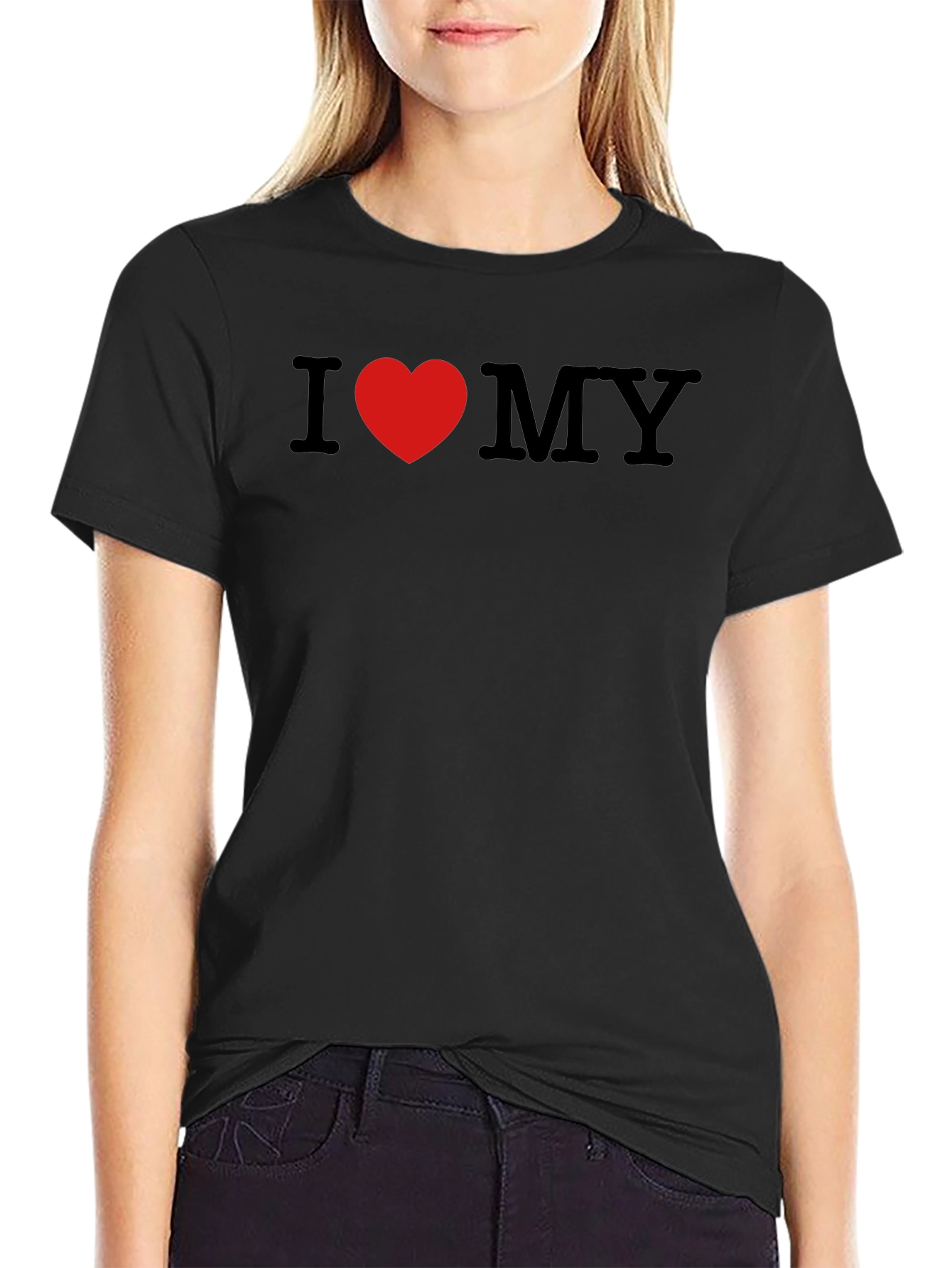 Black I Heart MY T-Shirt - Black Cotton Blend Tee view 2