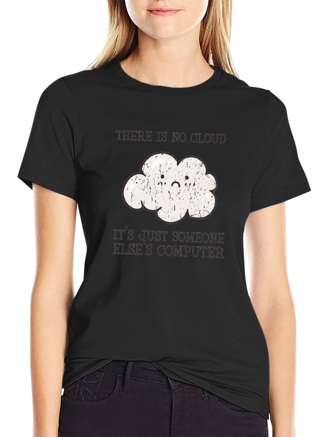 Black Funny Programmer Cloud T-Shirt - No Cloud, Just Computer view 2
