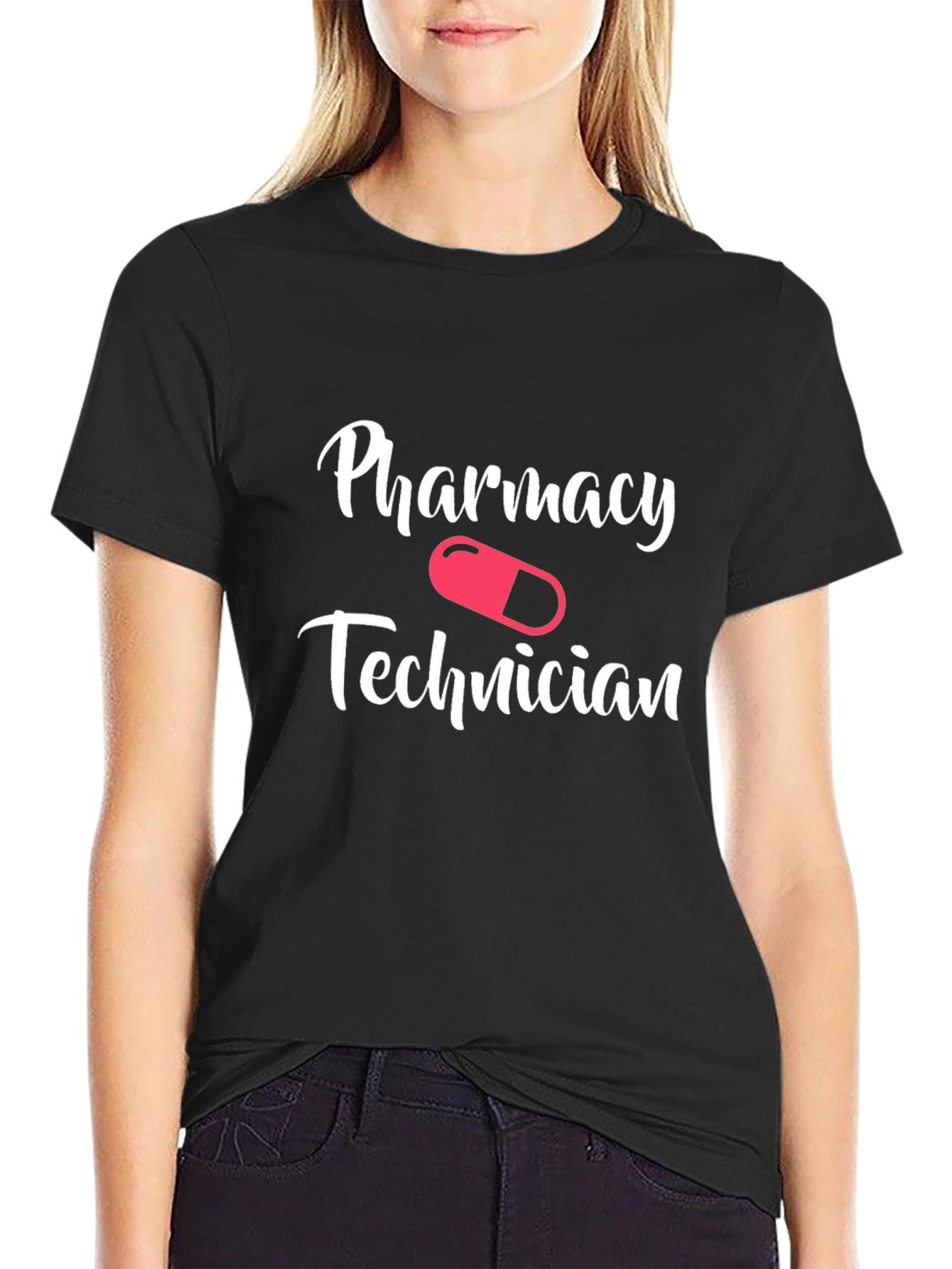 Black Pharmacy Technician T-Shirt - Novelty Design view 2