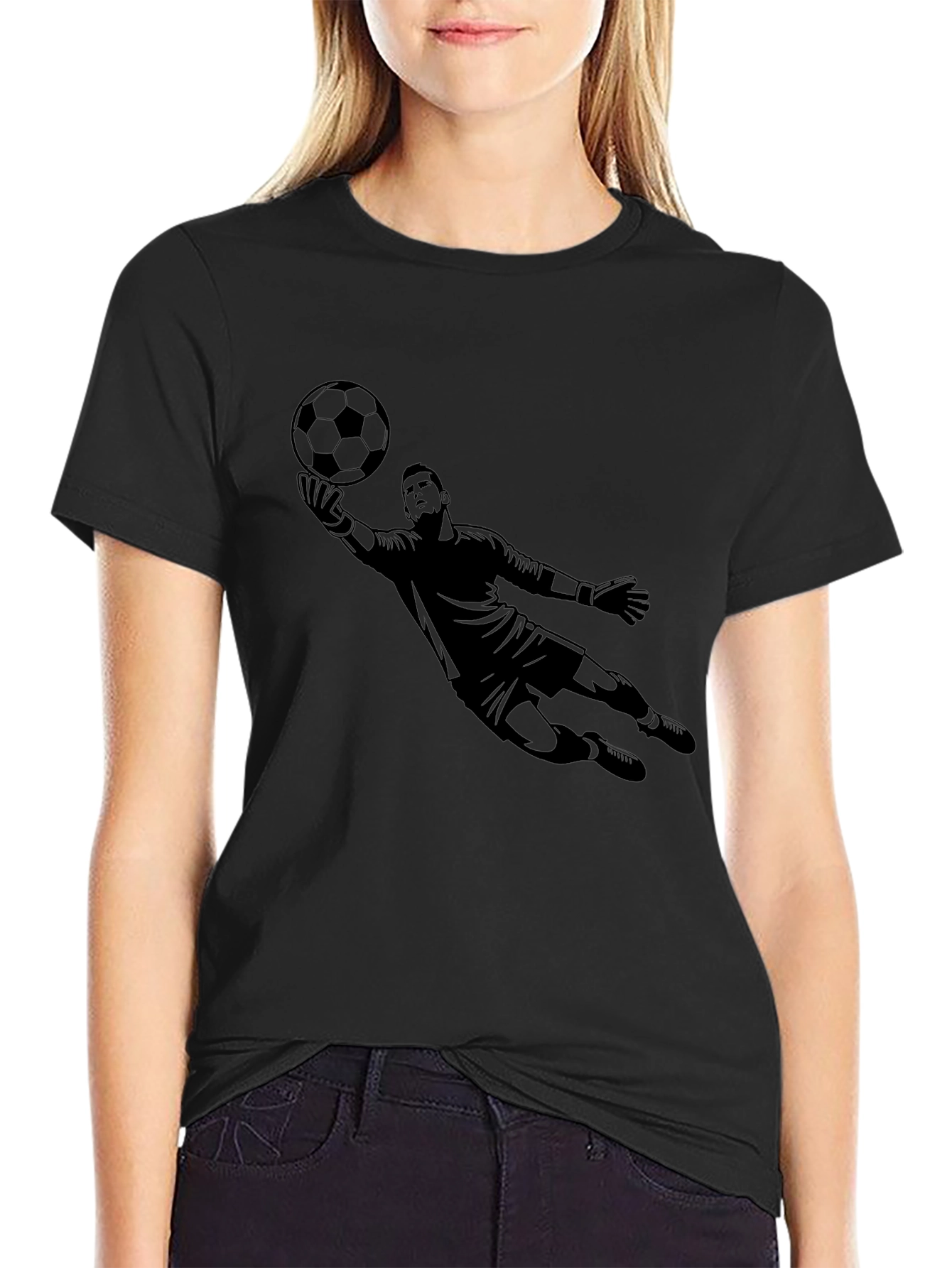 Black Goalie Dive Graphic Tee - Soccer Fan Shirt view 2