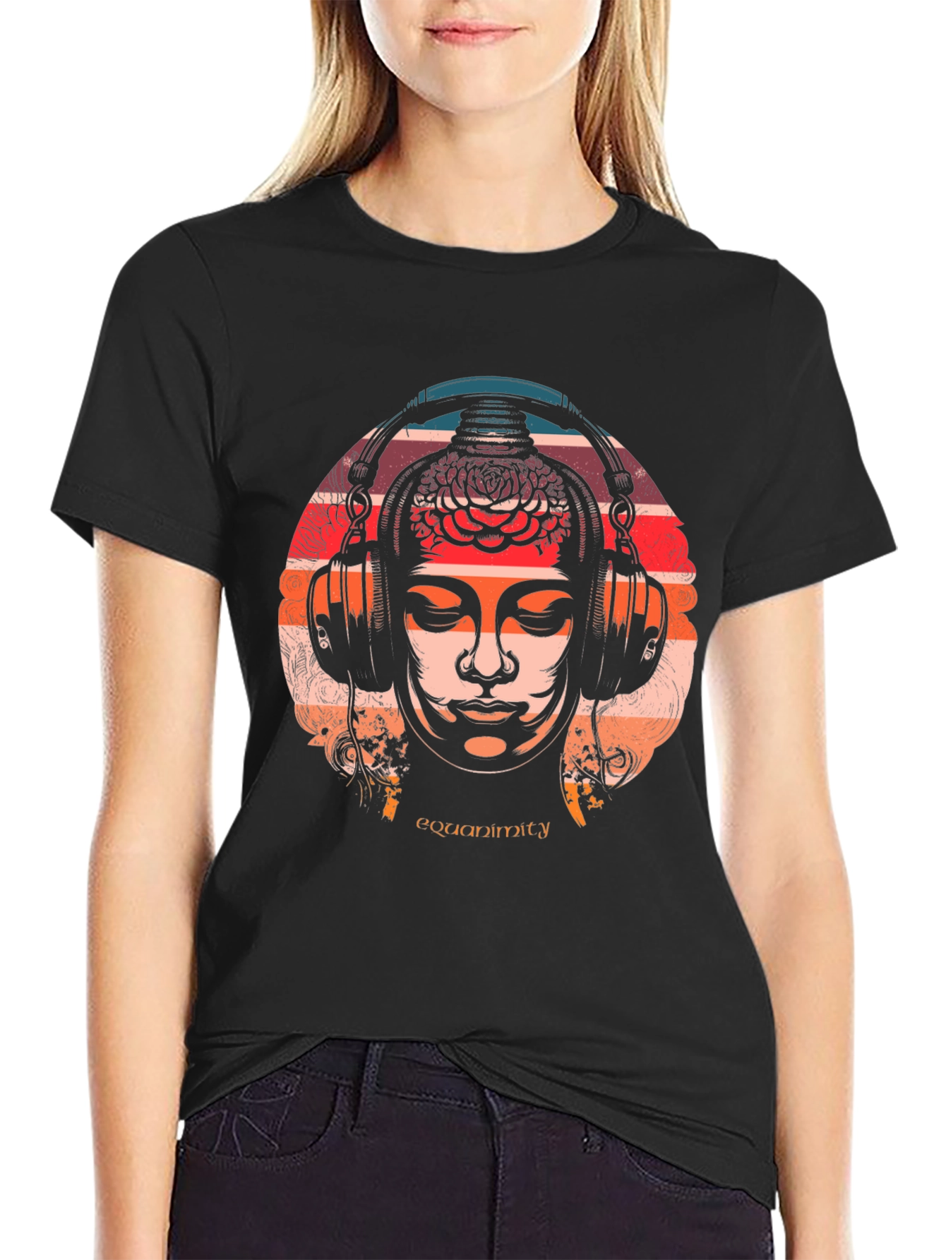 Black Equanimity Graphic Tee - Meditative Style view 2