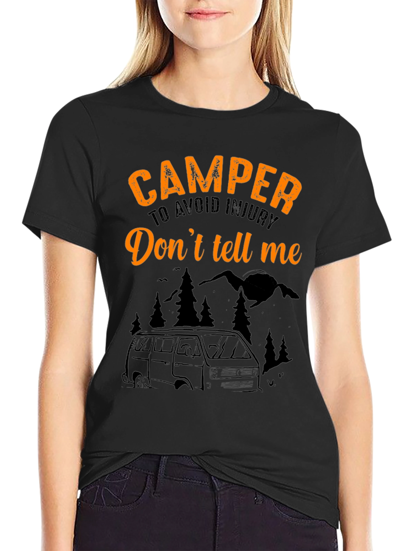 Black Camper Tee: "Don't Tell Me!" Black T-Shirt view 2
