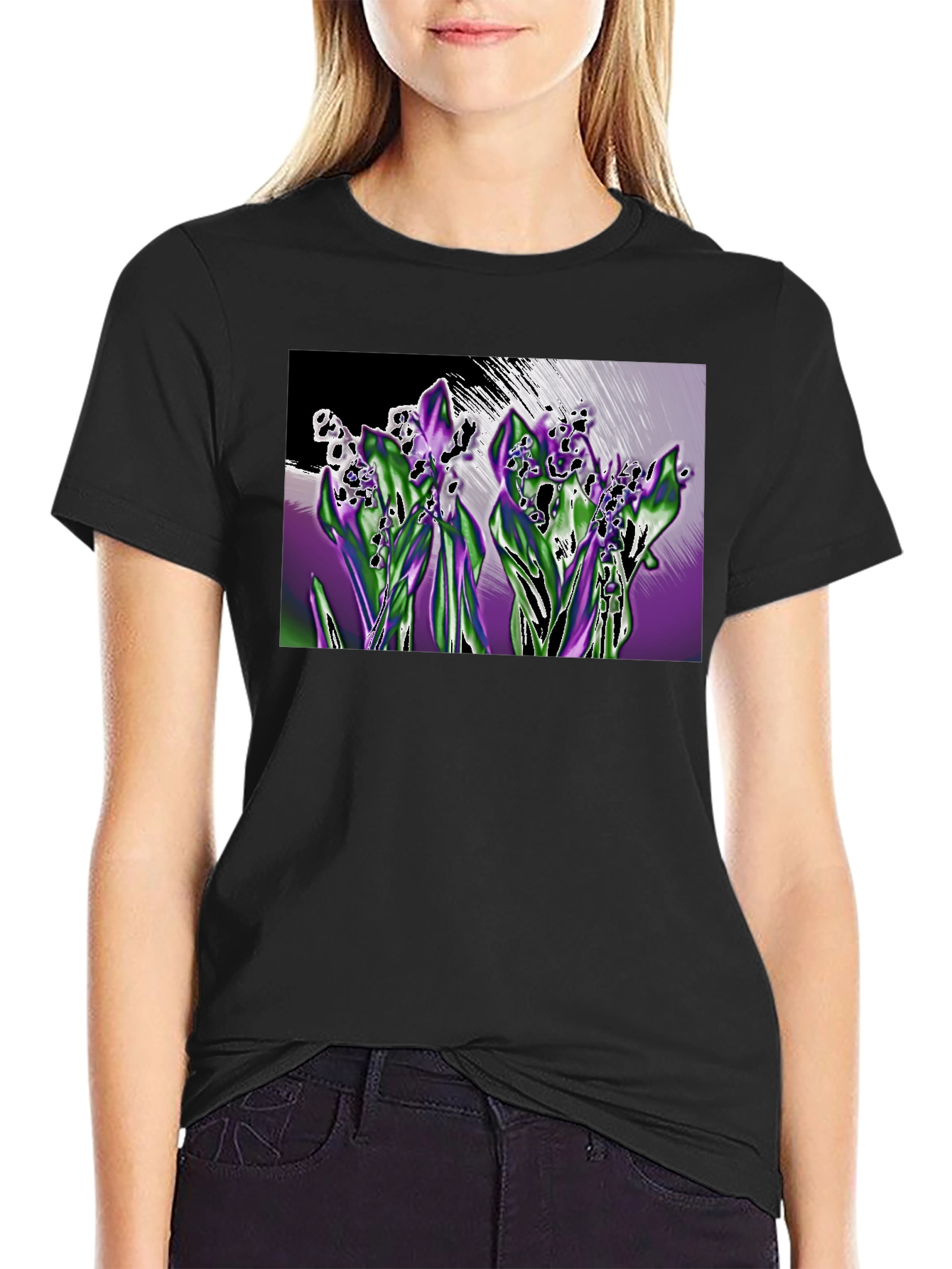 Black Lily of the Valley Graphic T-Shirt - Black view 2