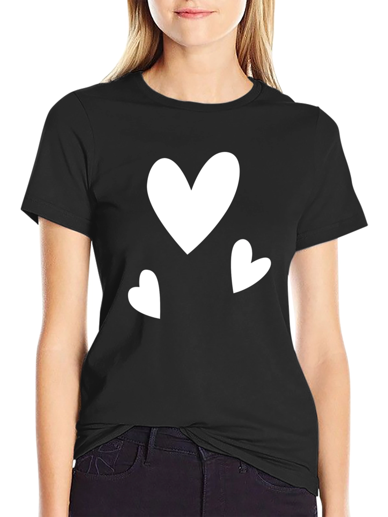 Black Heart Graphic Tee - Black Cotton Blend Casual Wear view 2