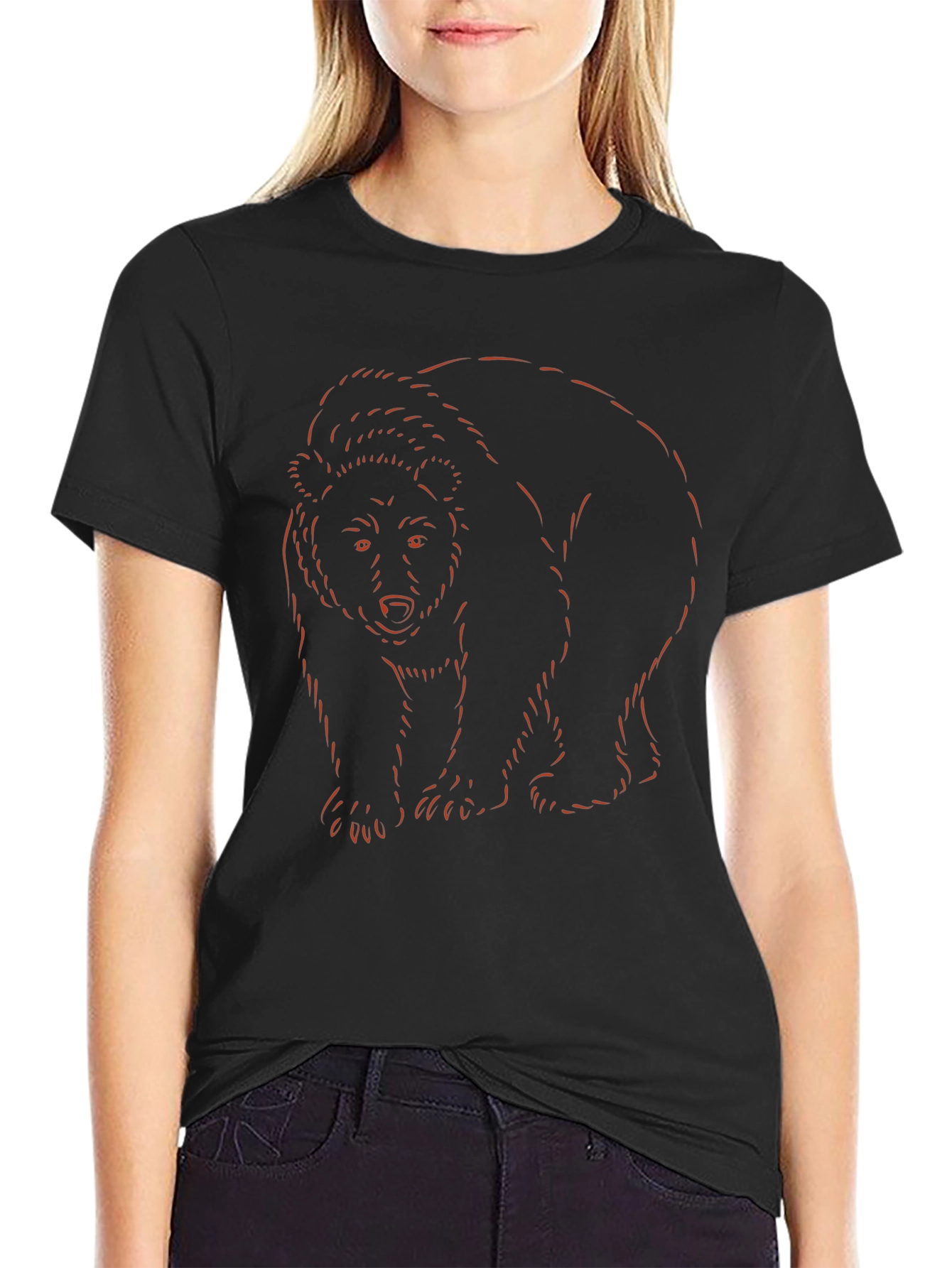 Black Bear Outline Graphic Tee - Soft Cotton Blend view 2