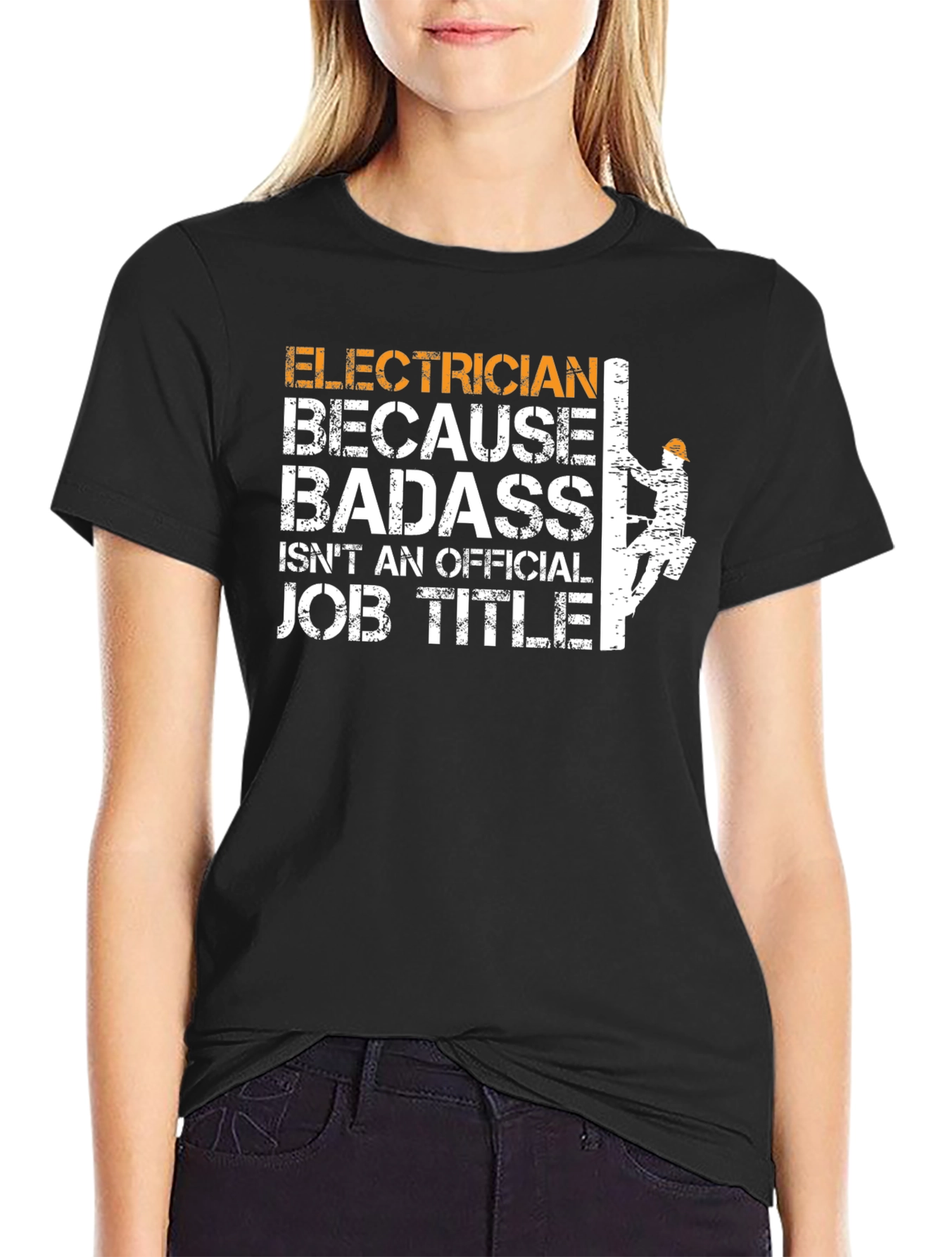 Black Electrician Badass Job Title T-Shirt view 2