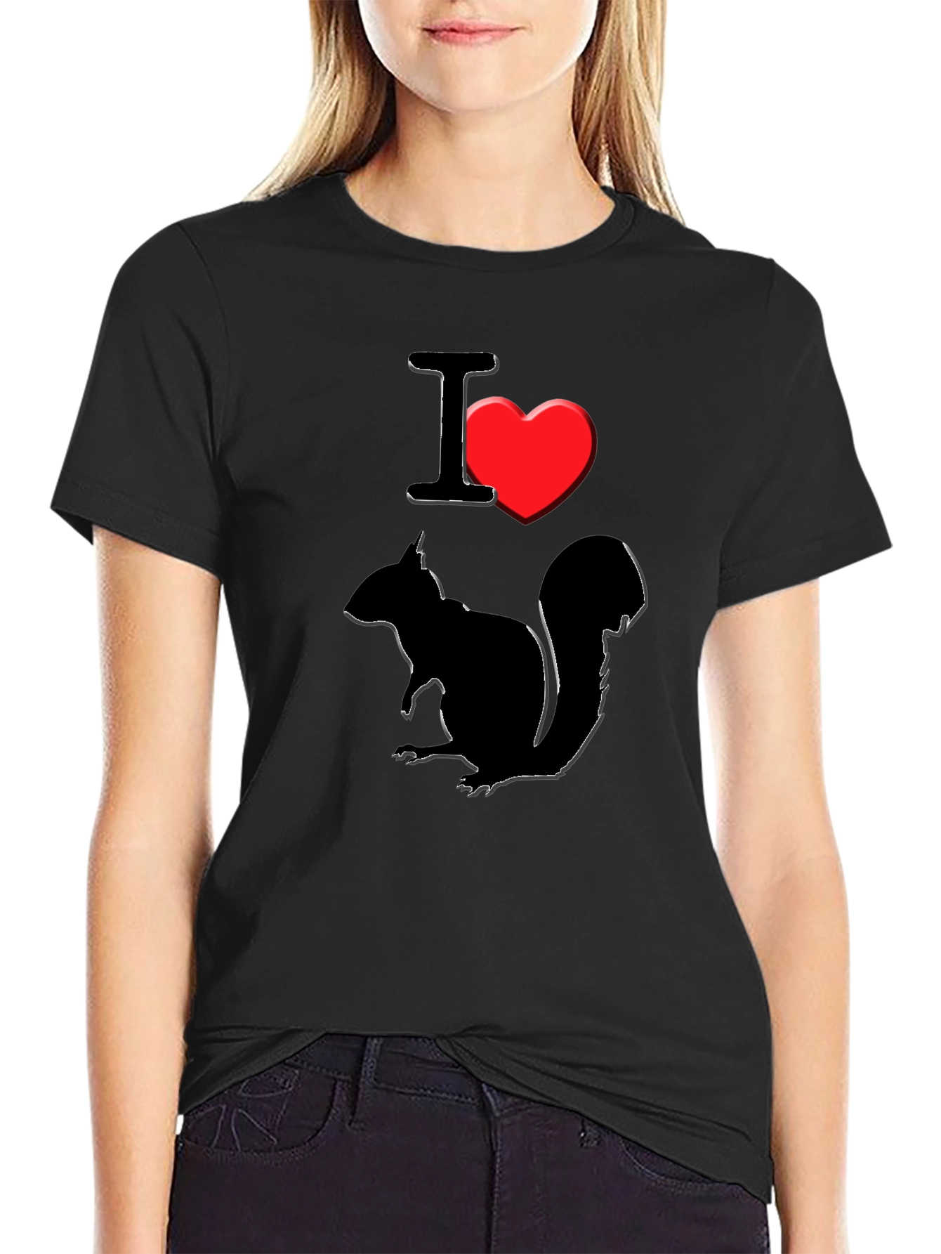 Black I Love Squirrels Graphic T-Shirt - Black view 2