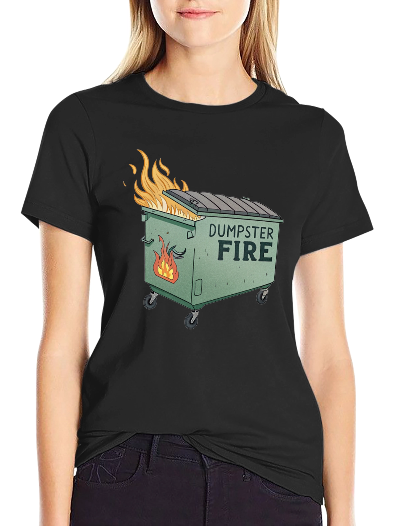 Black Dumpster Fire Graphic T-Shirt - Humorous Tee view 2