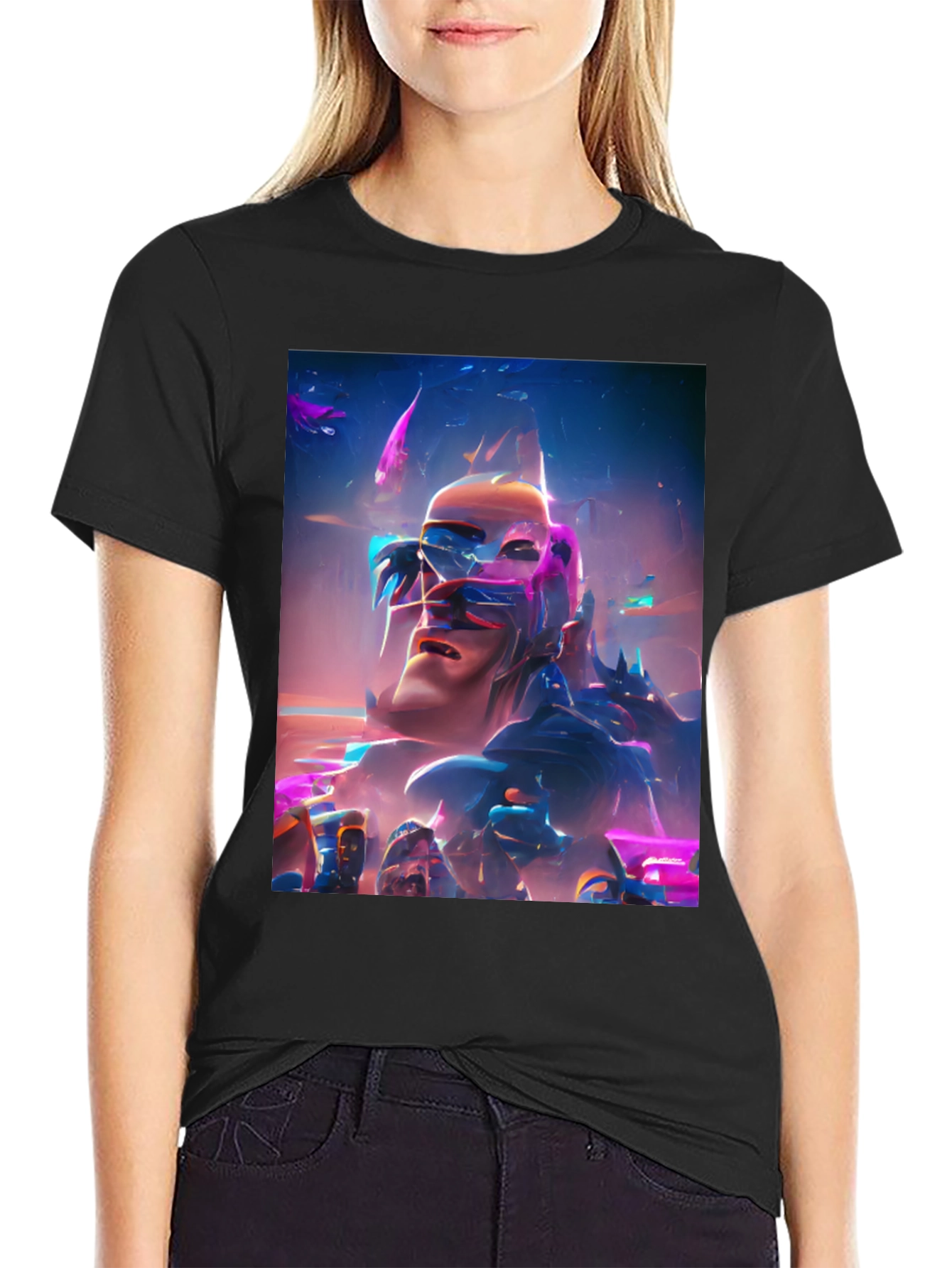 Black Abstract Art Graphic Tee view 2