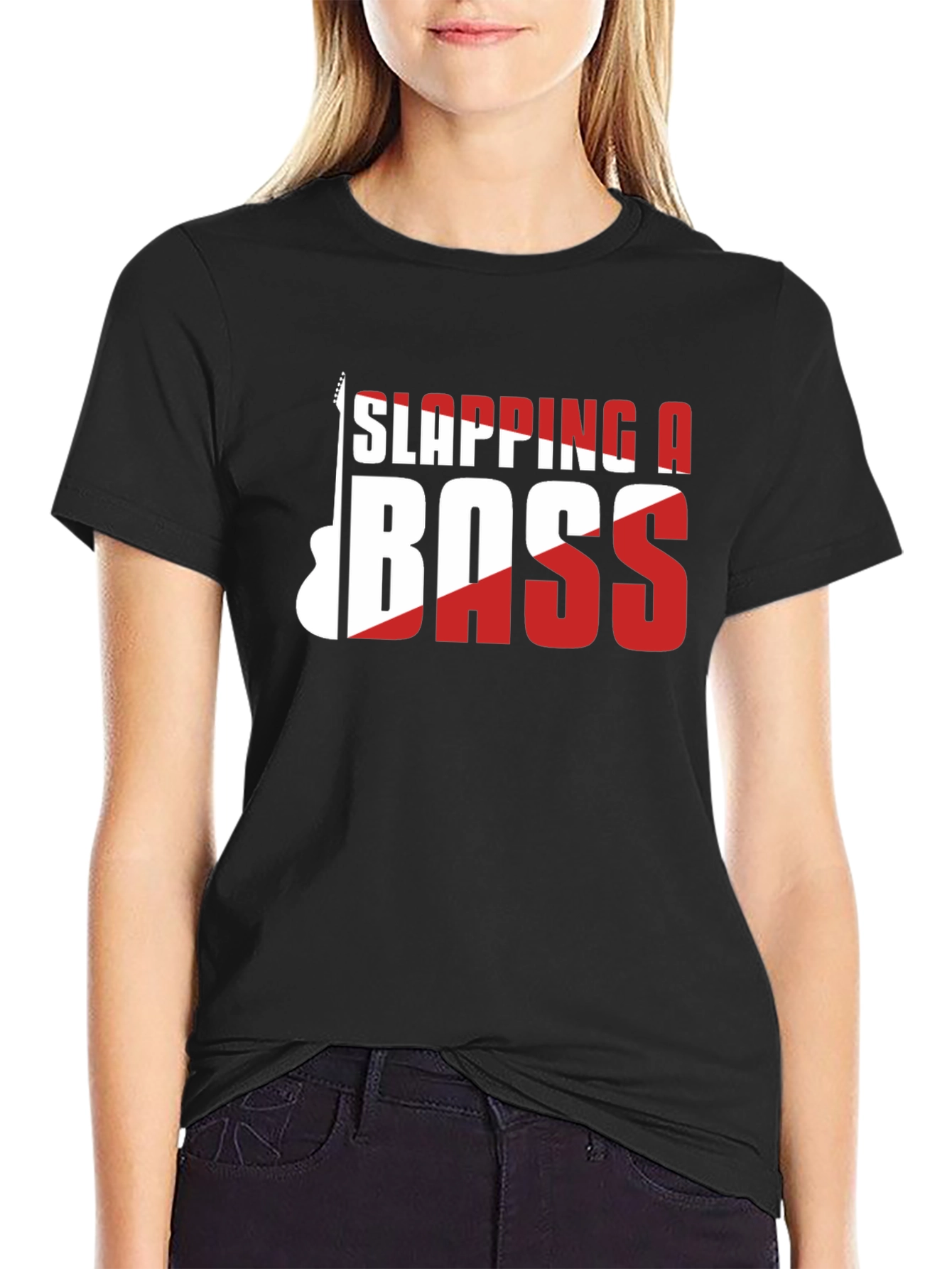 Black Slapping a Bass T-Shirt - Music Lover Tee view 2