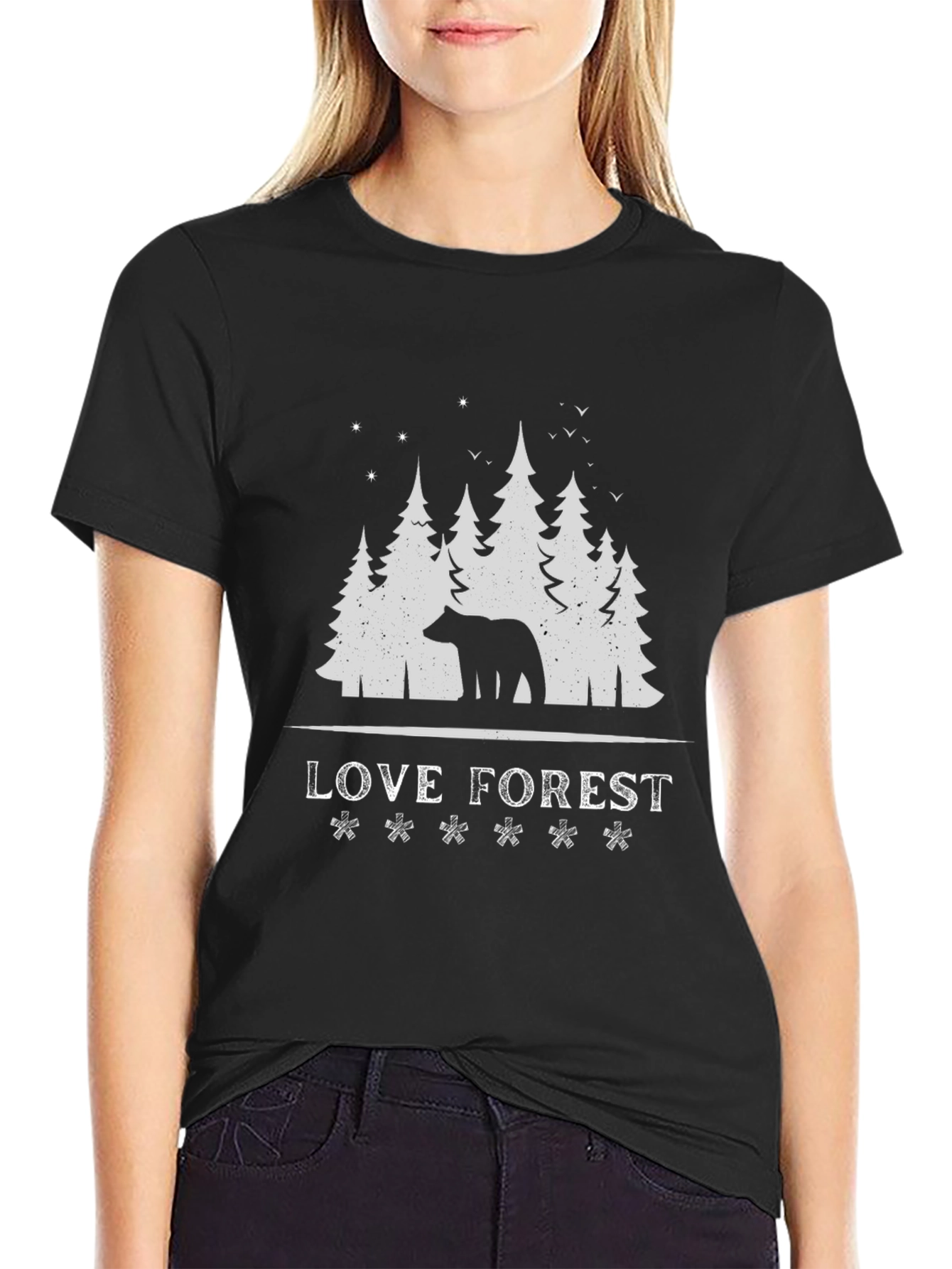 Black Love Forest Bear Graphic Tee view 2