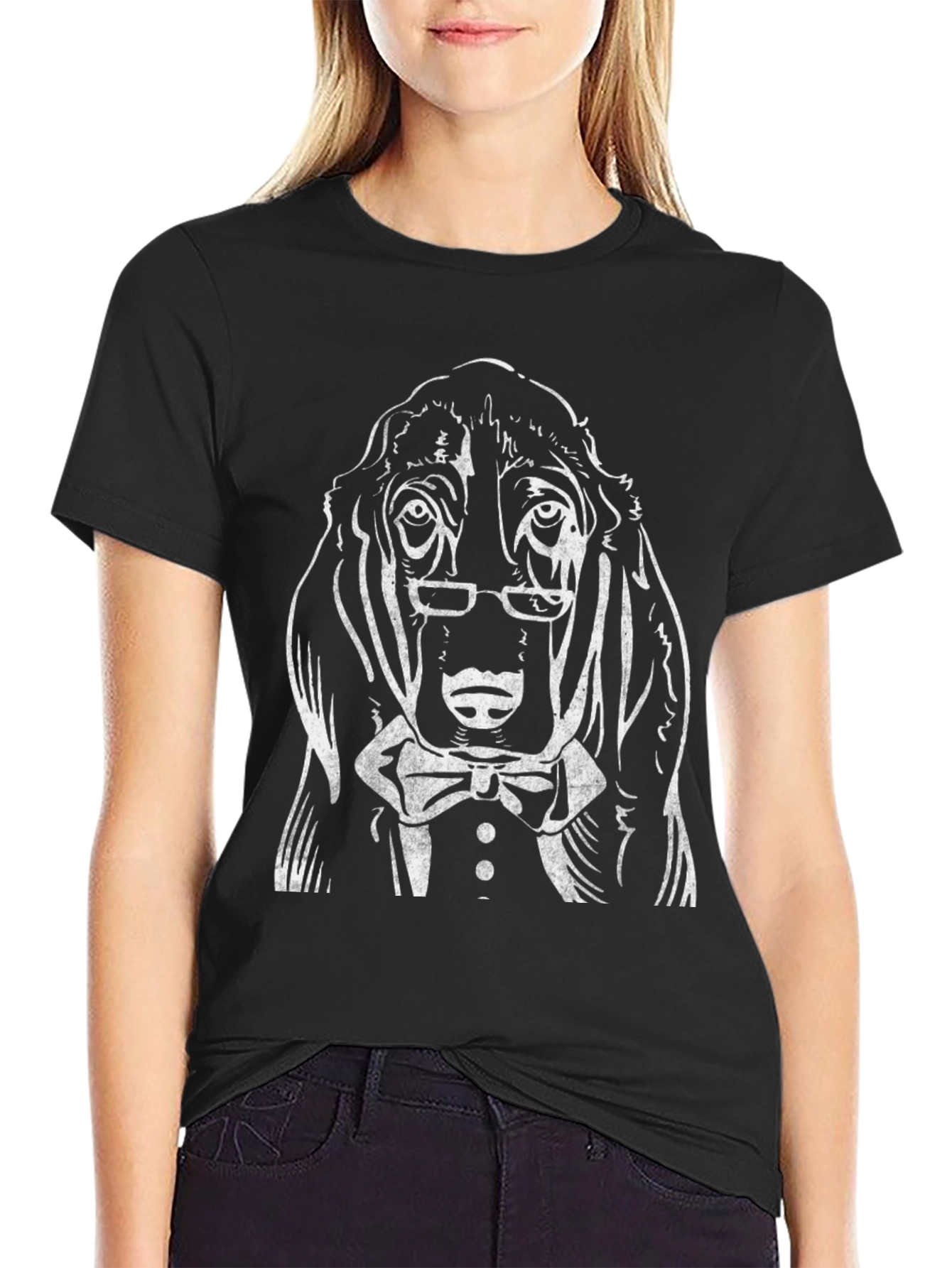 Black Sophisticated Dog Graphic Tee - Formal Wear view 2