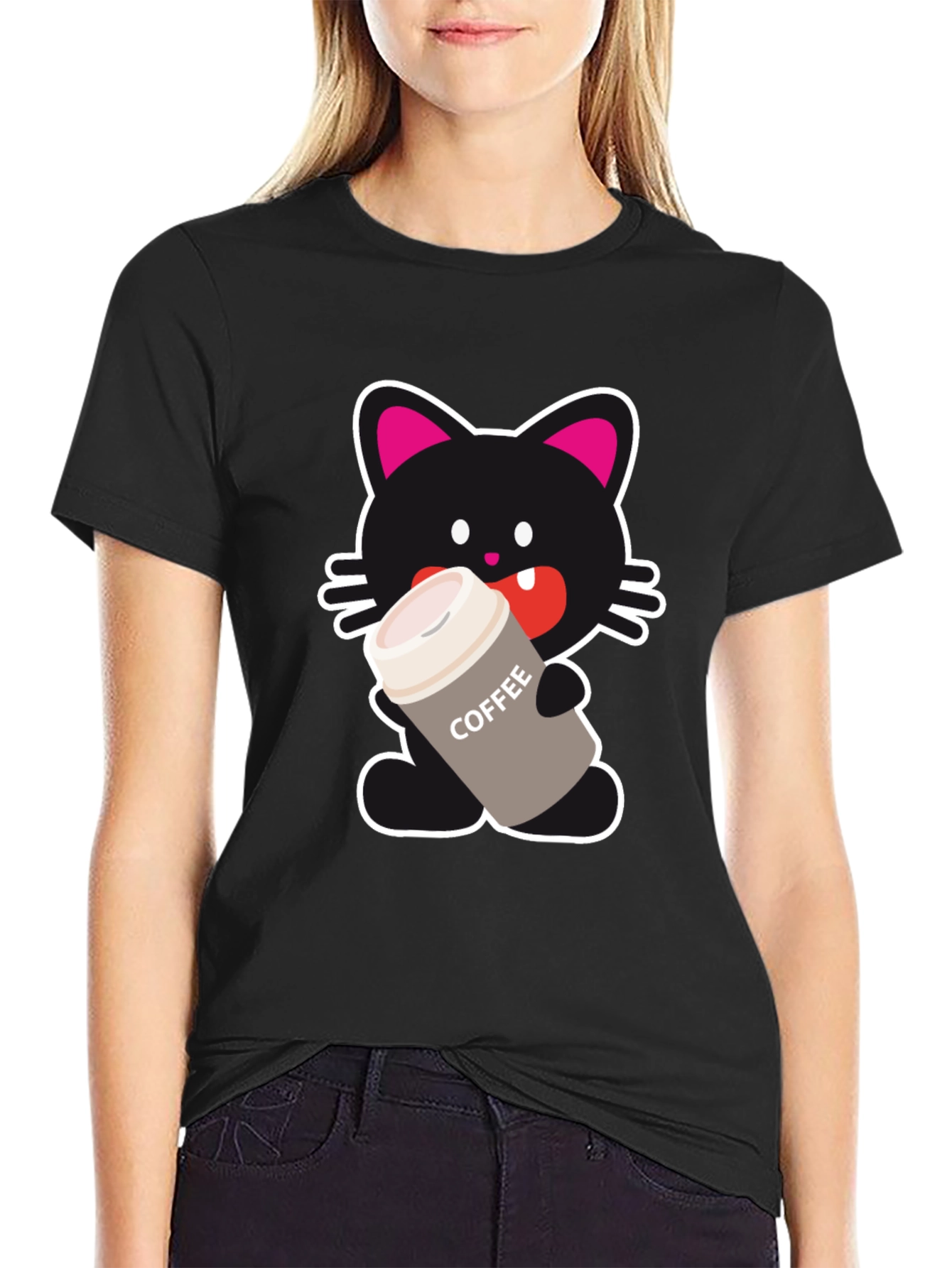 Black Cat Lover Coffee T-Shirt view 2