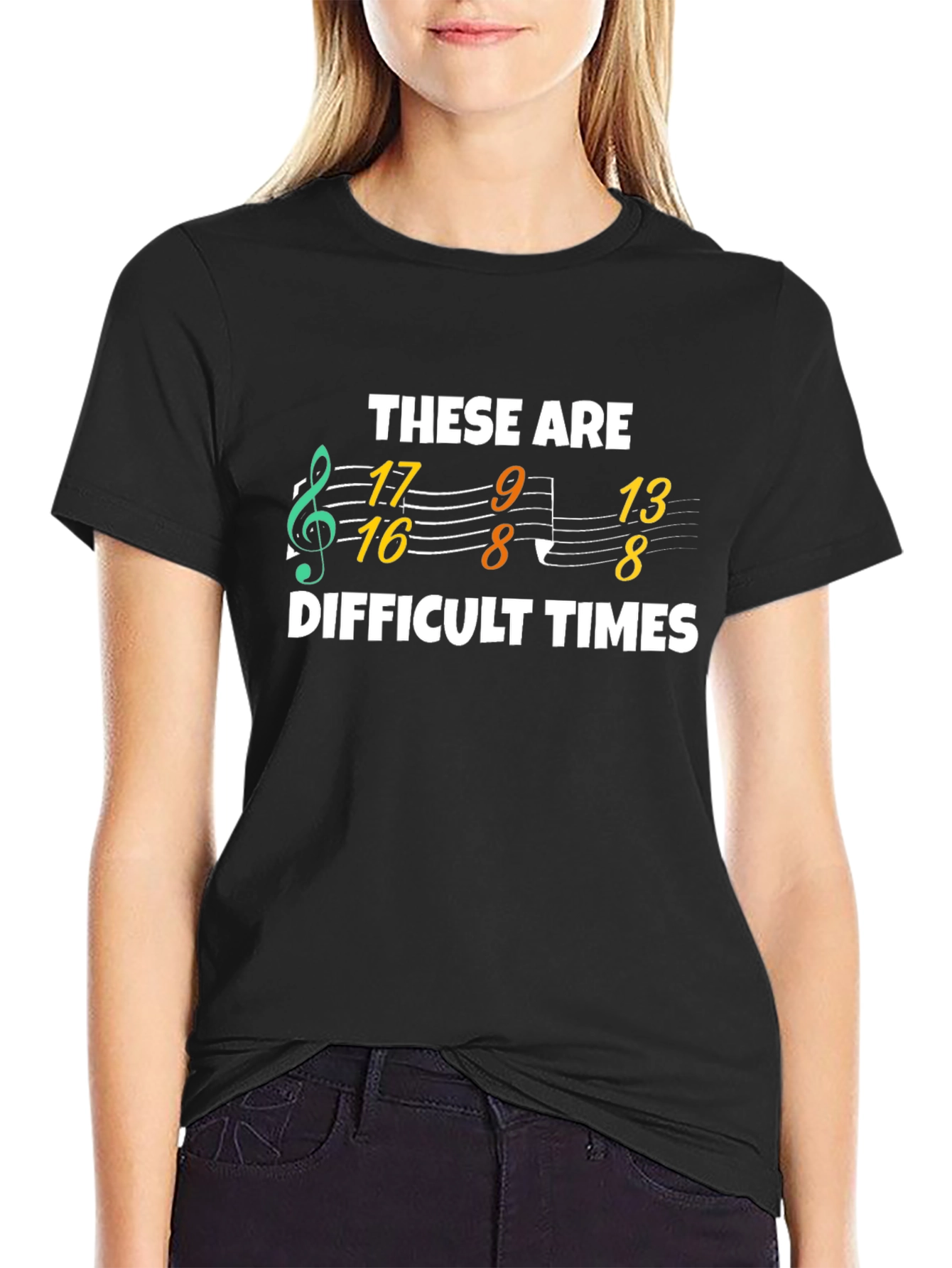 Black These Are Difficult Times Music Numbers T-Shirt view 2