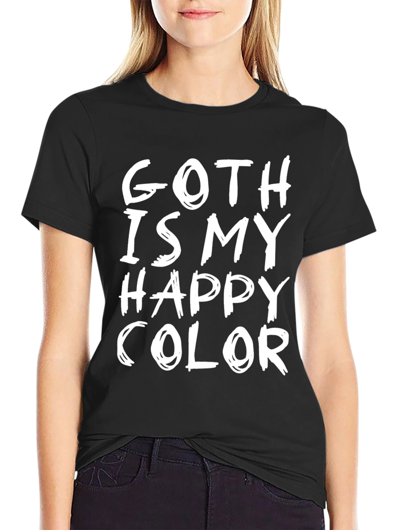 Black Goth Is My Happy Color Black T-Shirt view 2