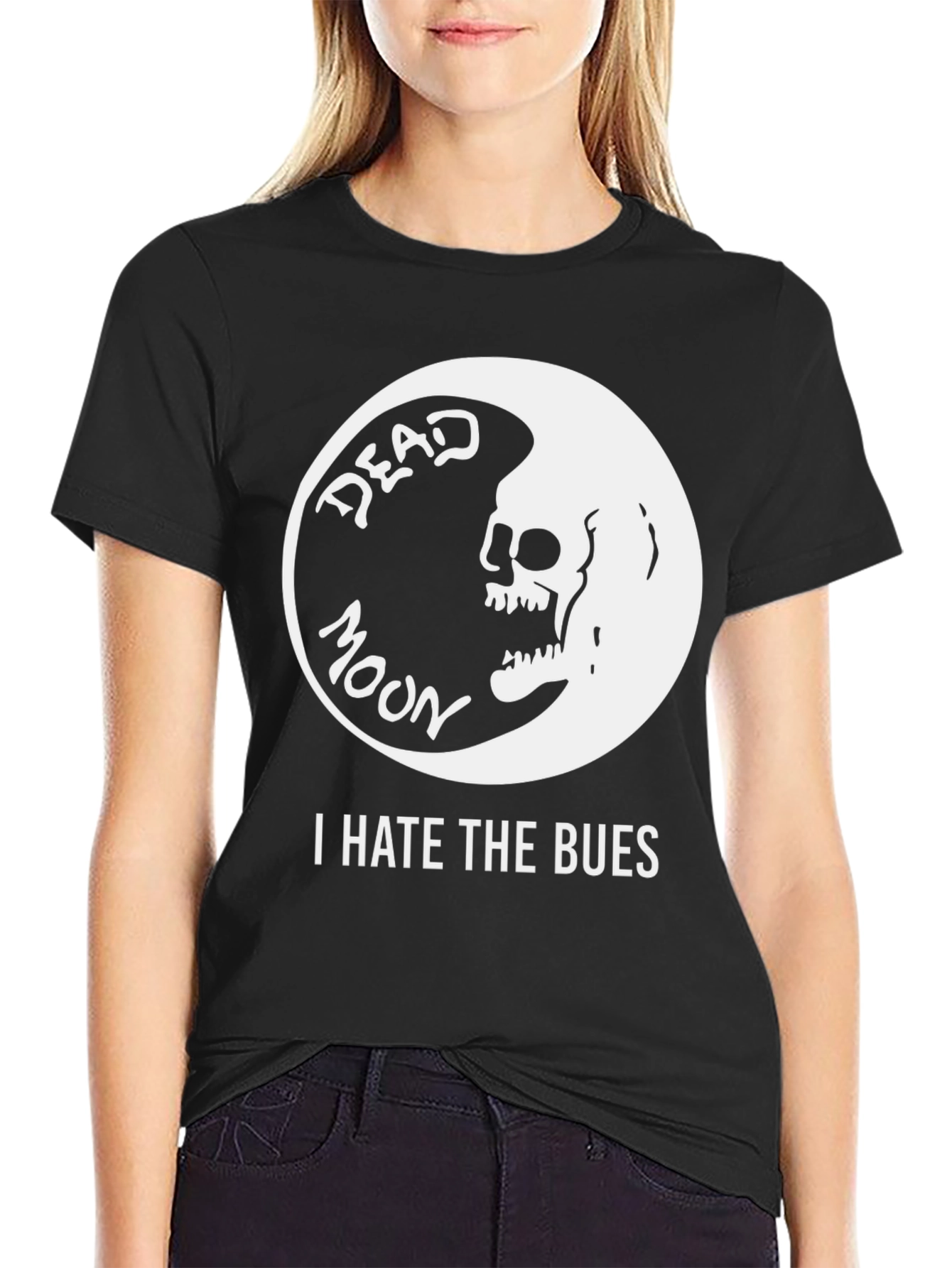 Black Dead Moon T-Shirt - I Hate The Bues view 2