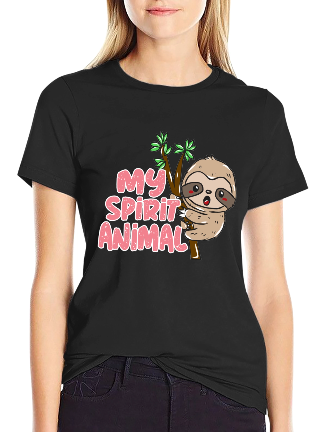 Black My Spirit Animal Sloth T-Shirt view 2