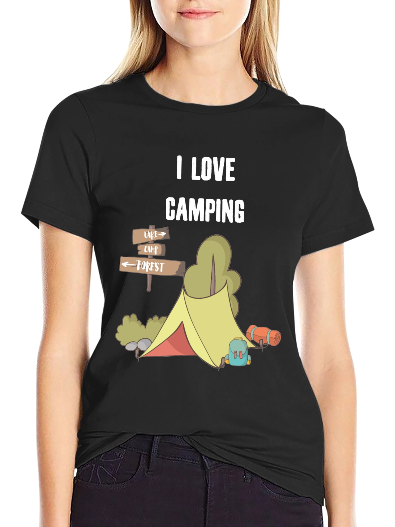 Black I Love Camping Graphic T-Shirt view 2