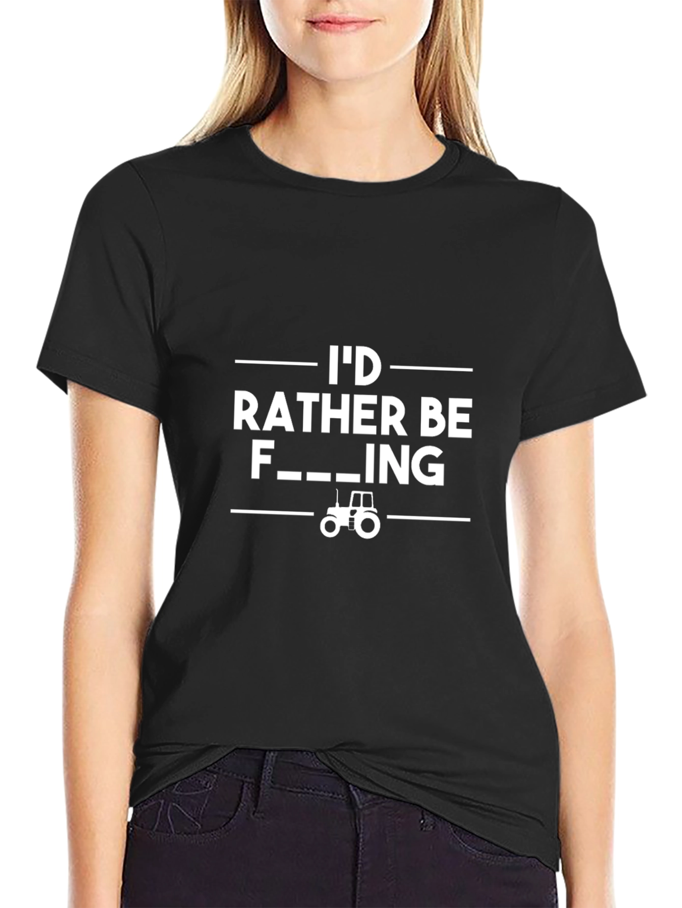 Black Funny Farming T-Shirt - I'd Rather Be Farming view 2