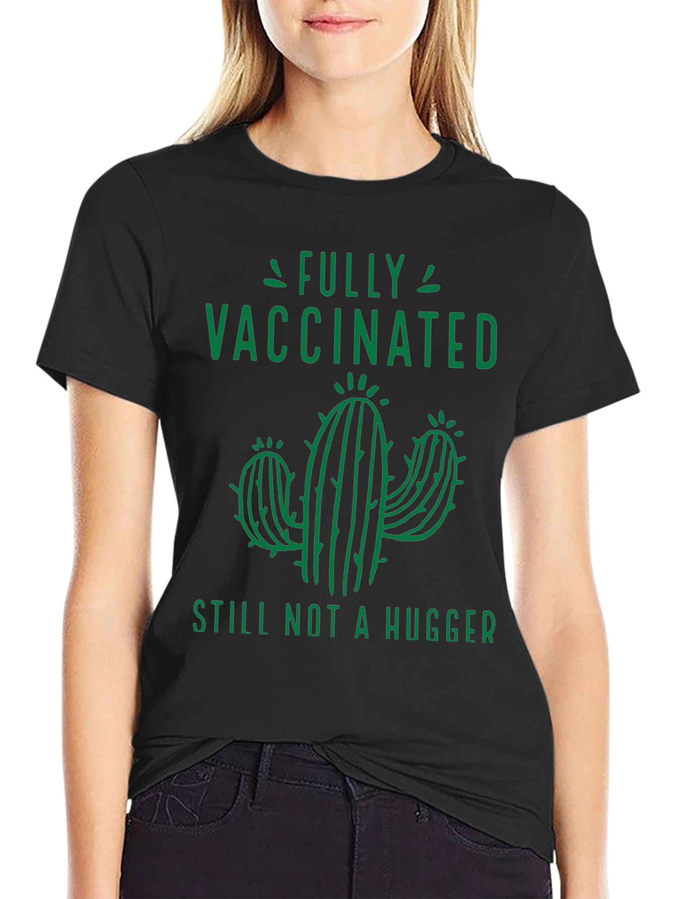 Black Fully Vaccinated Still Not a Hugger T-Shirt view 2
