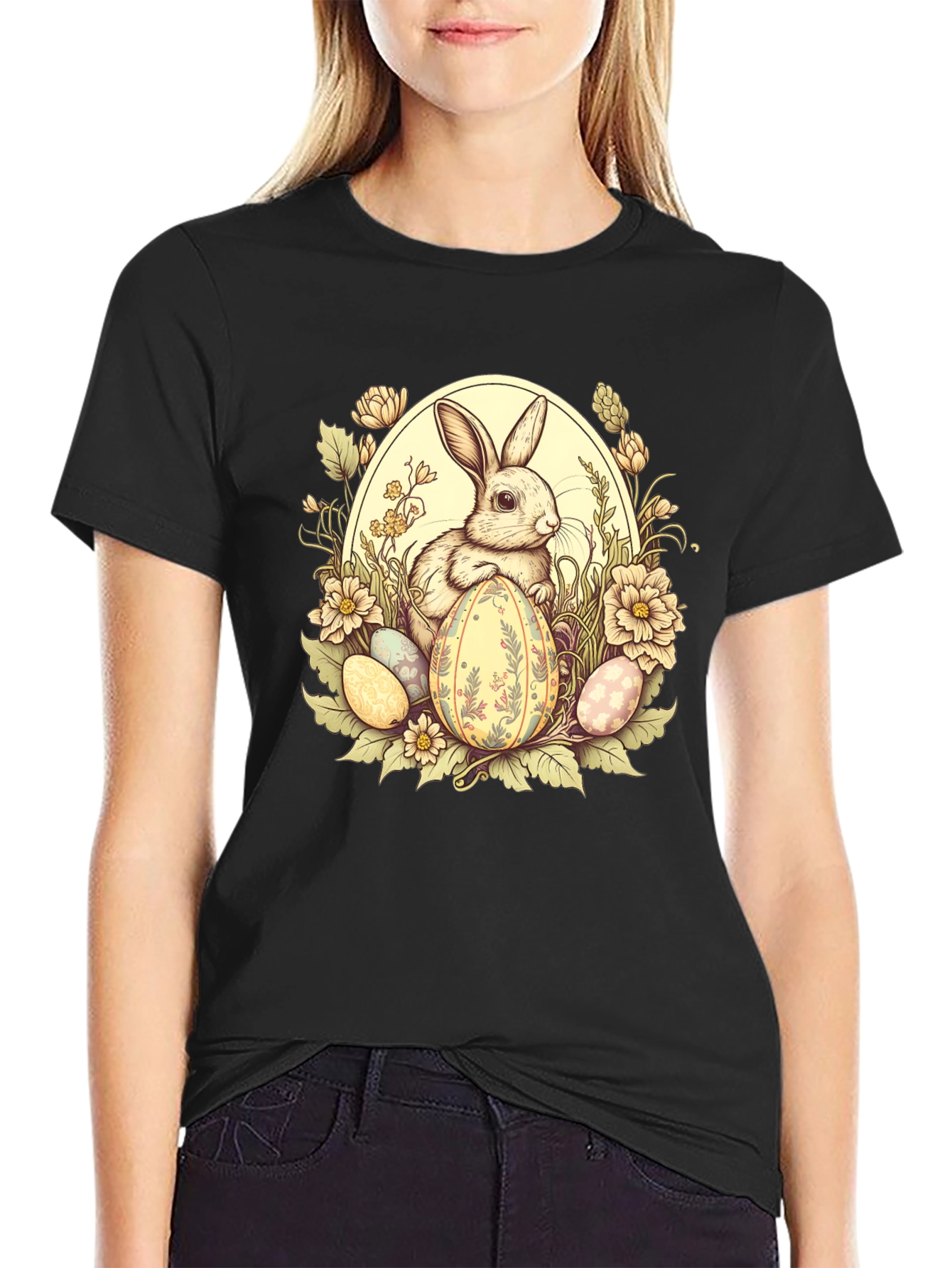 Easter Bunny Floral Egg T-Shirt - 2