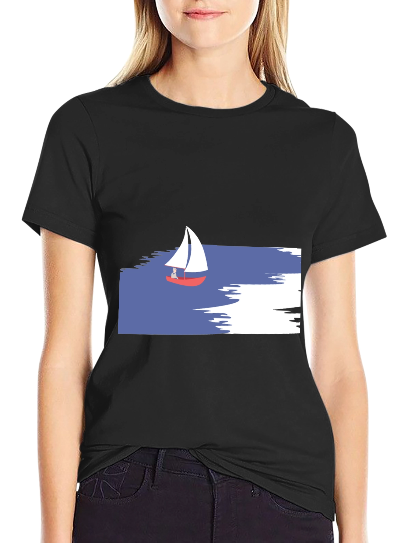 Black Sailboat Graphic T-Shirt - Black view 2