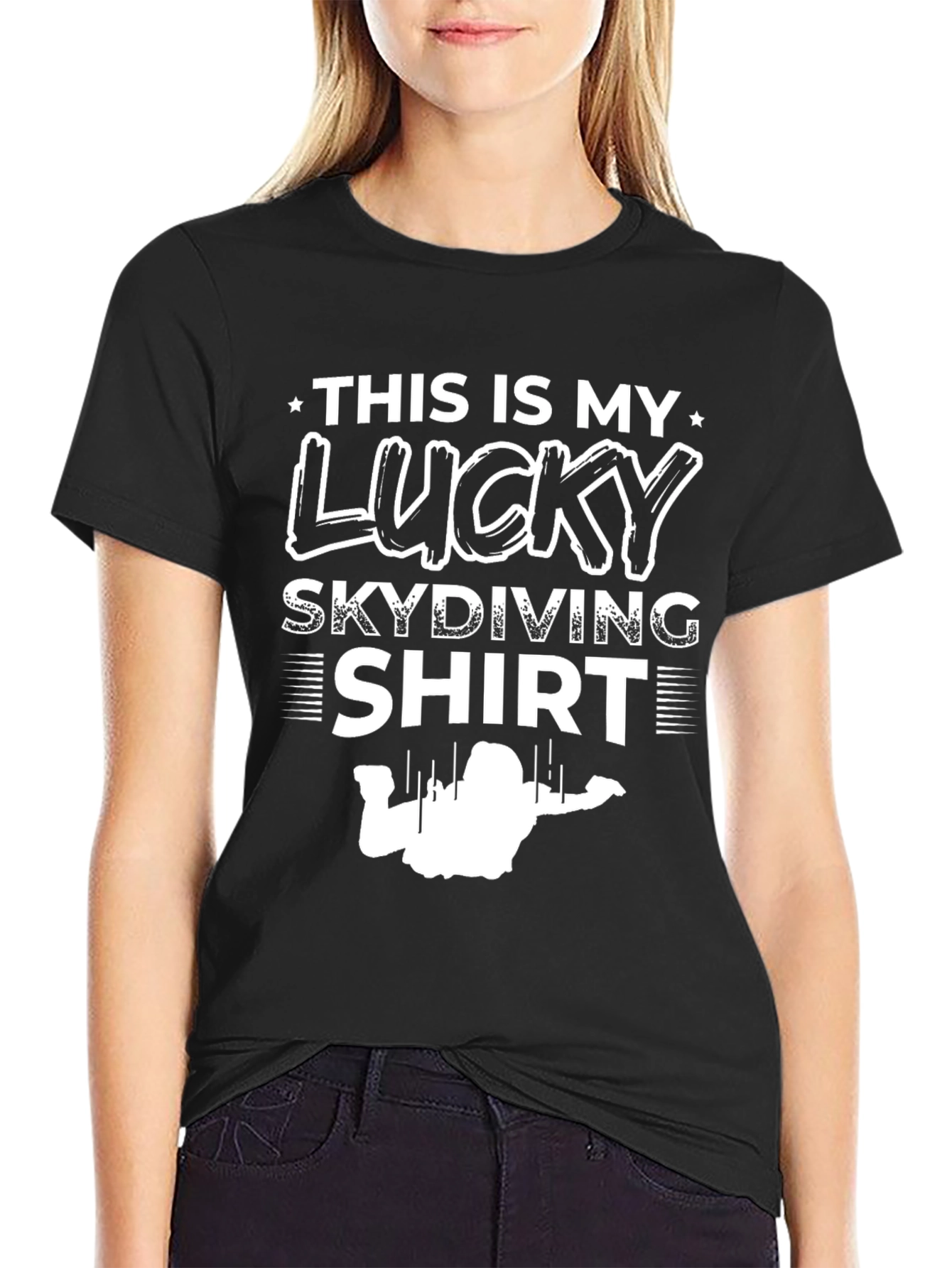 Black Lucky Skydiving Shirt - Graphic Tee view 2