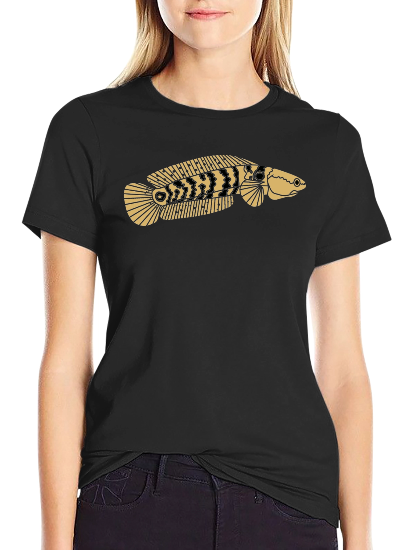 Black Snakehead Fish Graphic Tee - Black T-Shirt view 2