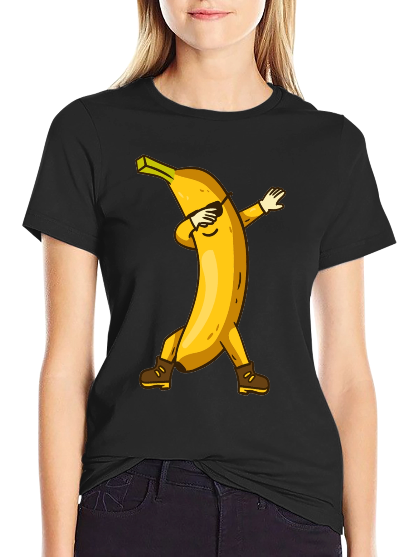 Black Dabbing Banana Graphic Tee - Fun Trendy Shirt view 2