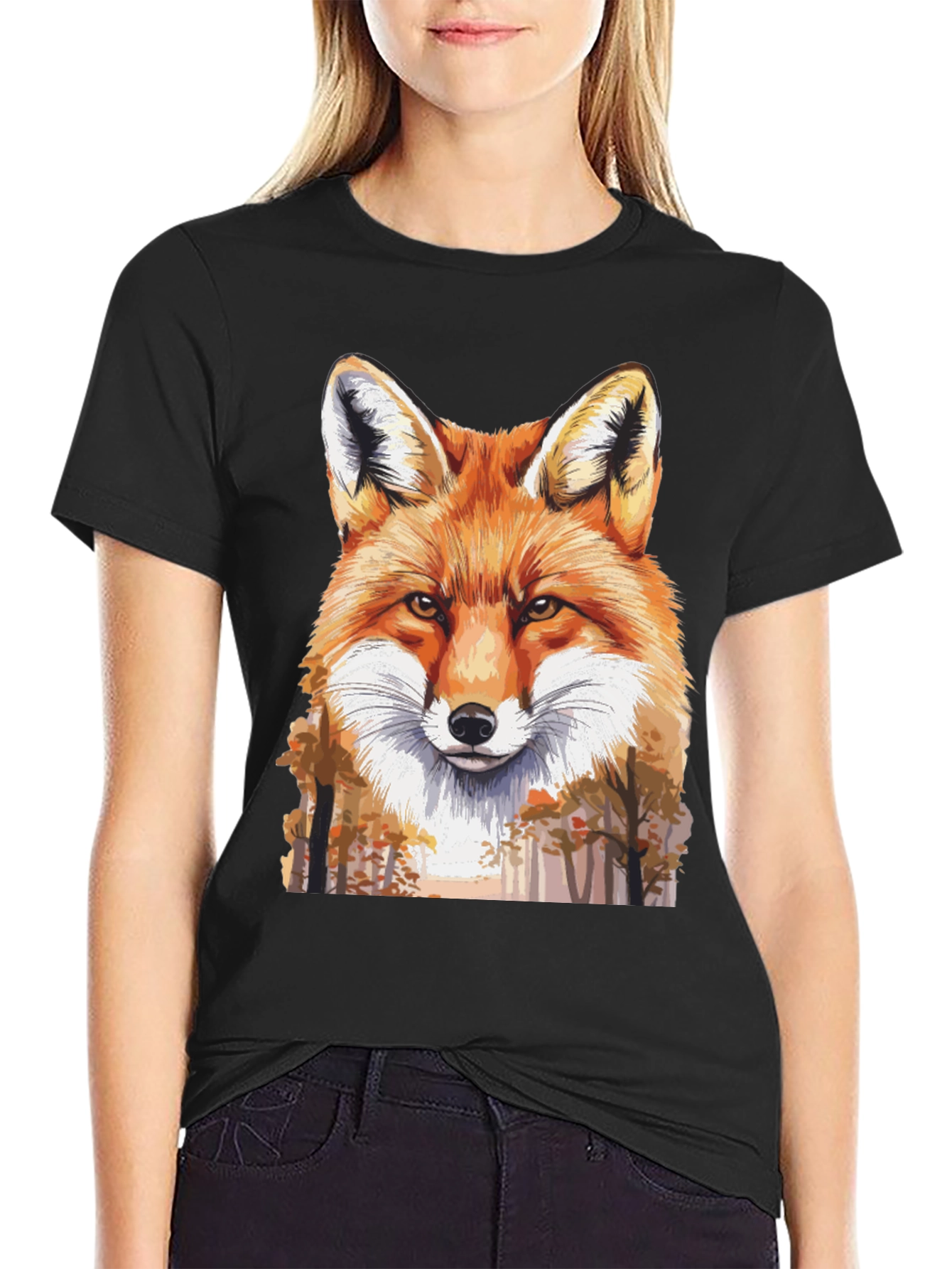 Black Fox Graphic Print Black T-Shirt view 2