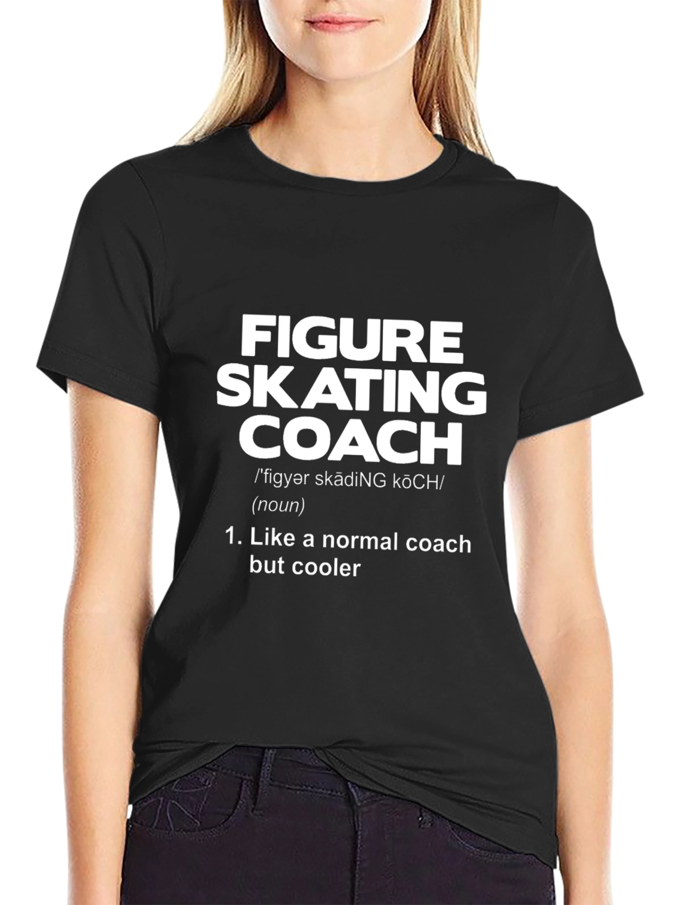 Black Figure Skating Coach T-Shirt - Cool Definition view 2